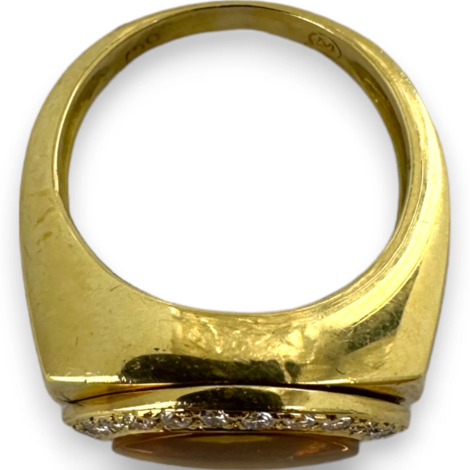 MOVADO Radius Collection Solid 18kt Yellow Gold Citrine and Diamond Half Moon Ring Size 7.75 - Image 7