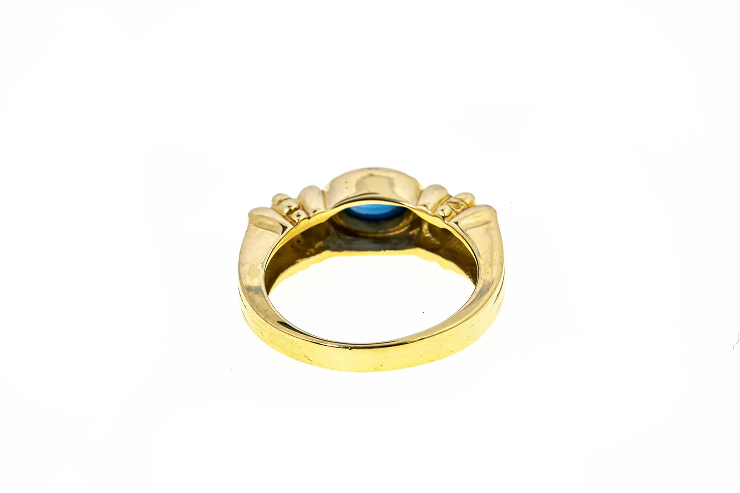 Natural Blue Sapphire & Diamond Accent 14K 585 Yellow Gold Ring Size 6 3/4 - Image 4