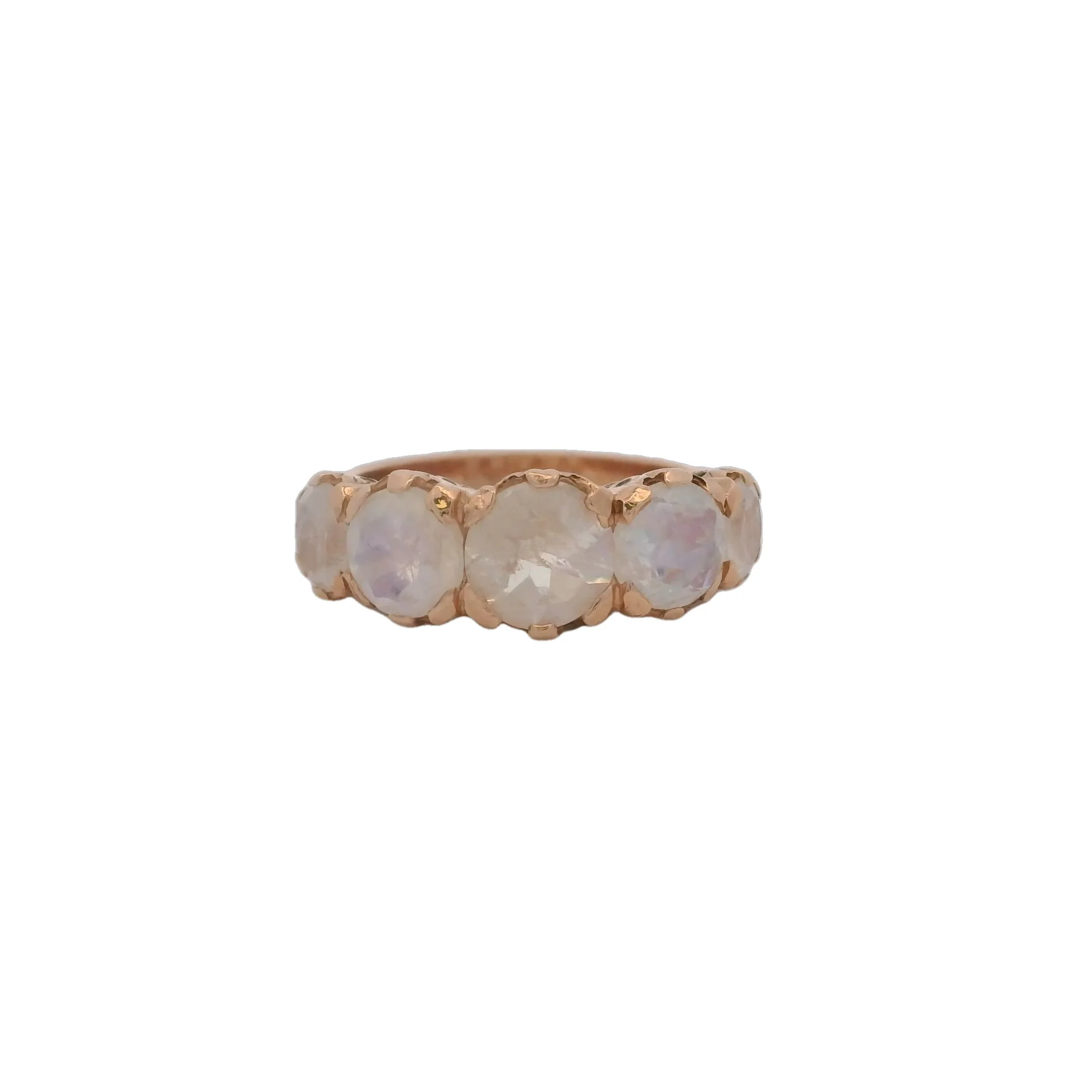 Nava Zahavi Solid 14kt Rose Gold Labradorite 5-Stone 8mm Wide Graduated Cocktail Ring Size 7 - Image 2