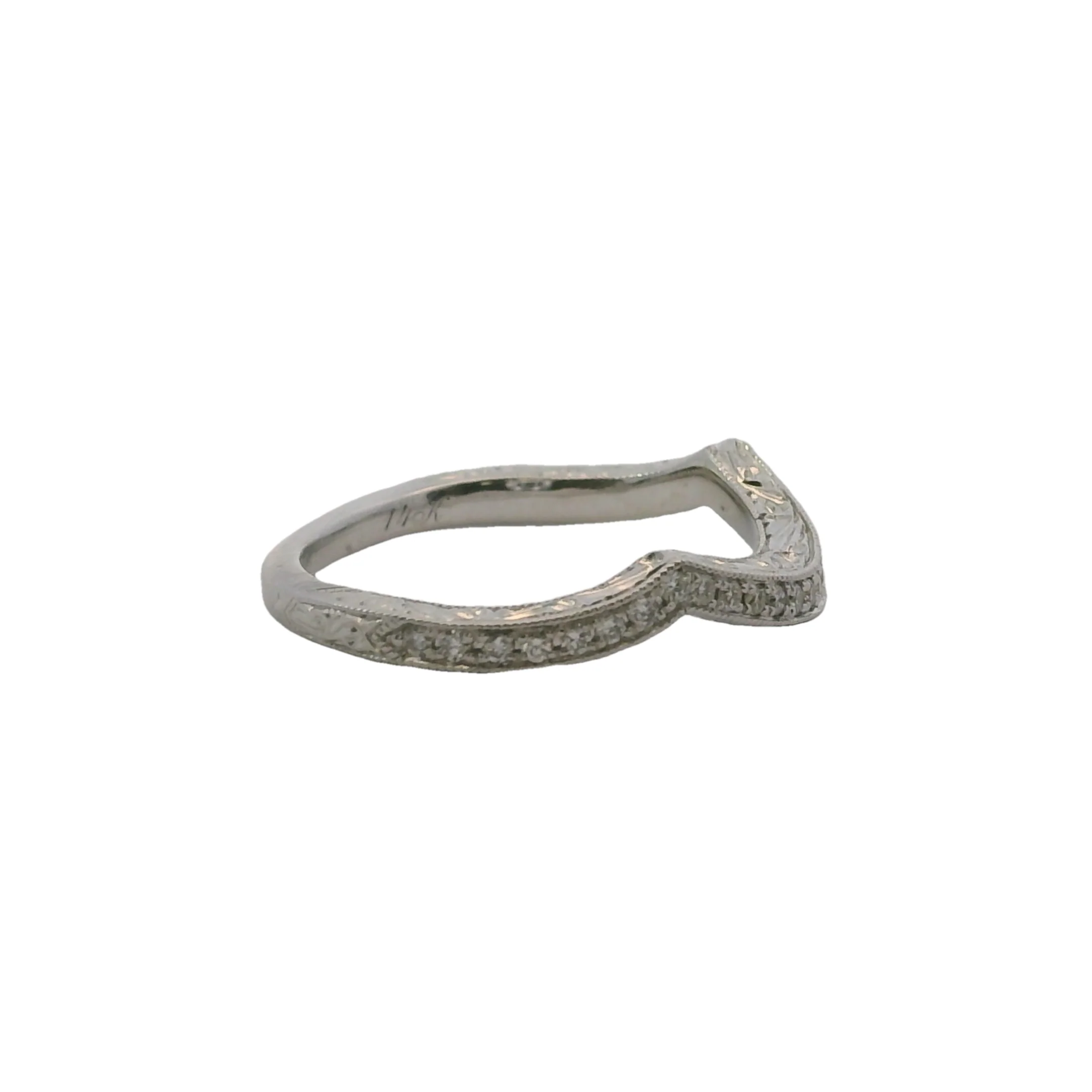 Neil Lane 14kt White Gold And Diamond Crown Wraparound Milgrain Wedding Band Ring Size 5 - Image 3