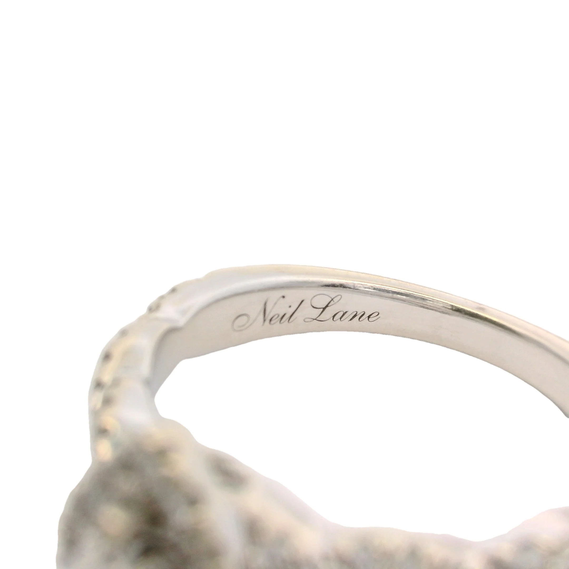 Neil Lane 14kt White Gold Pear Cut Diamond Halo Twist Band Engagement Ring Size 6.5 - Image 5