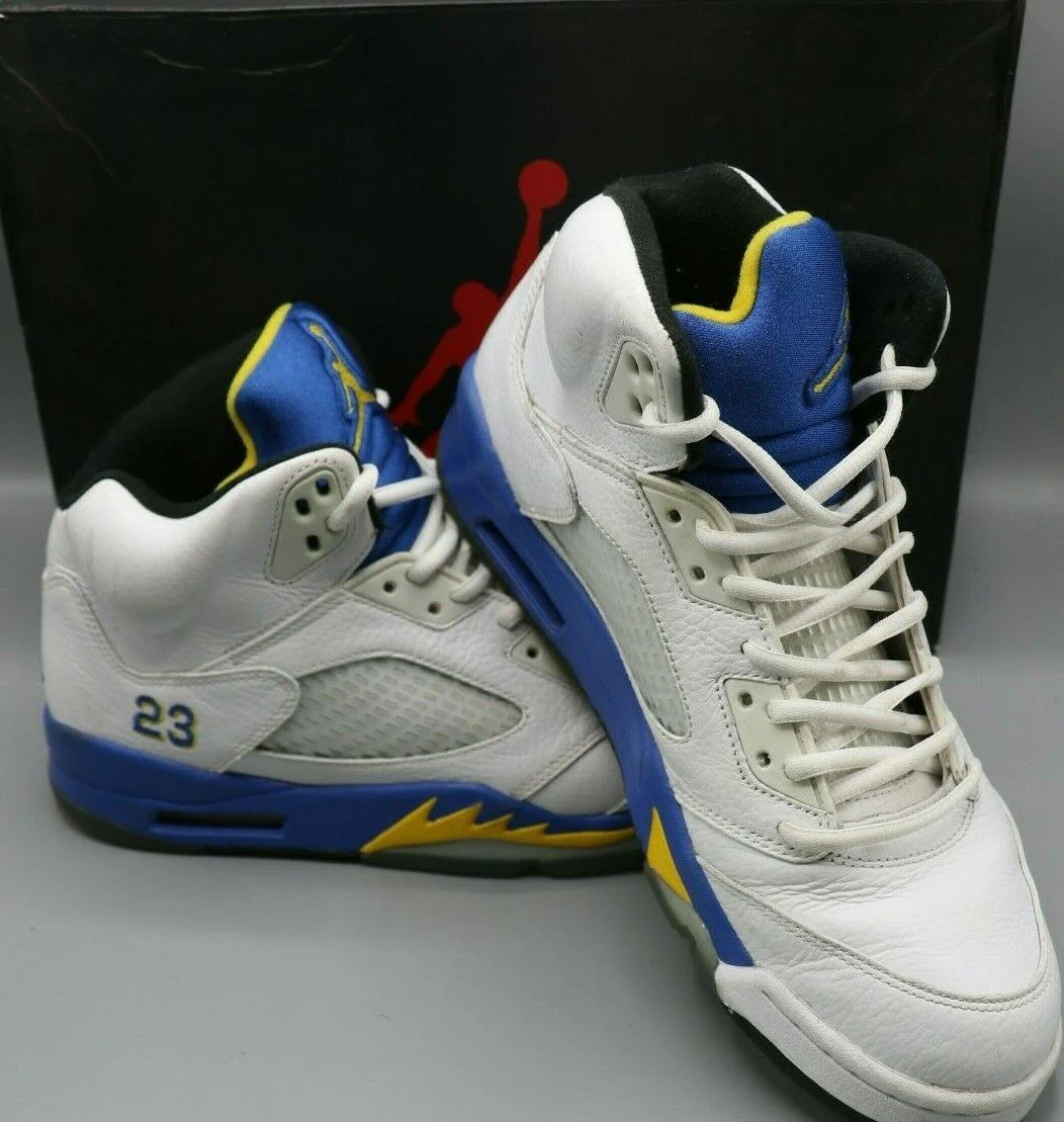 Nike Air Jordan 5 Retro Laney White/Varsity Blue Men's Size - 10 136027-189 - Image 5
