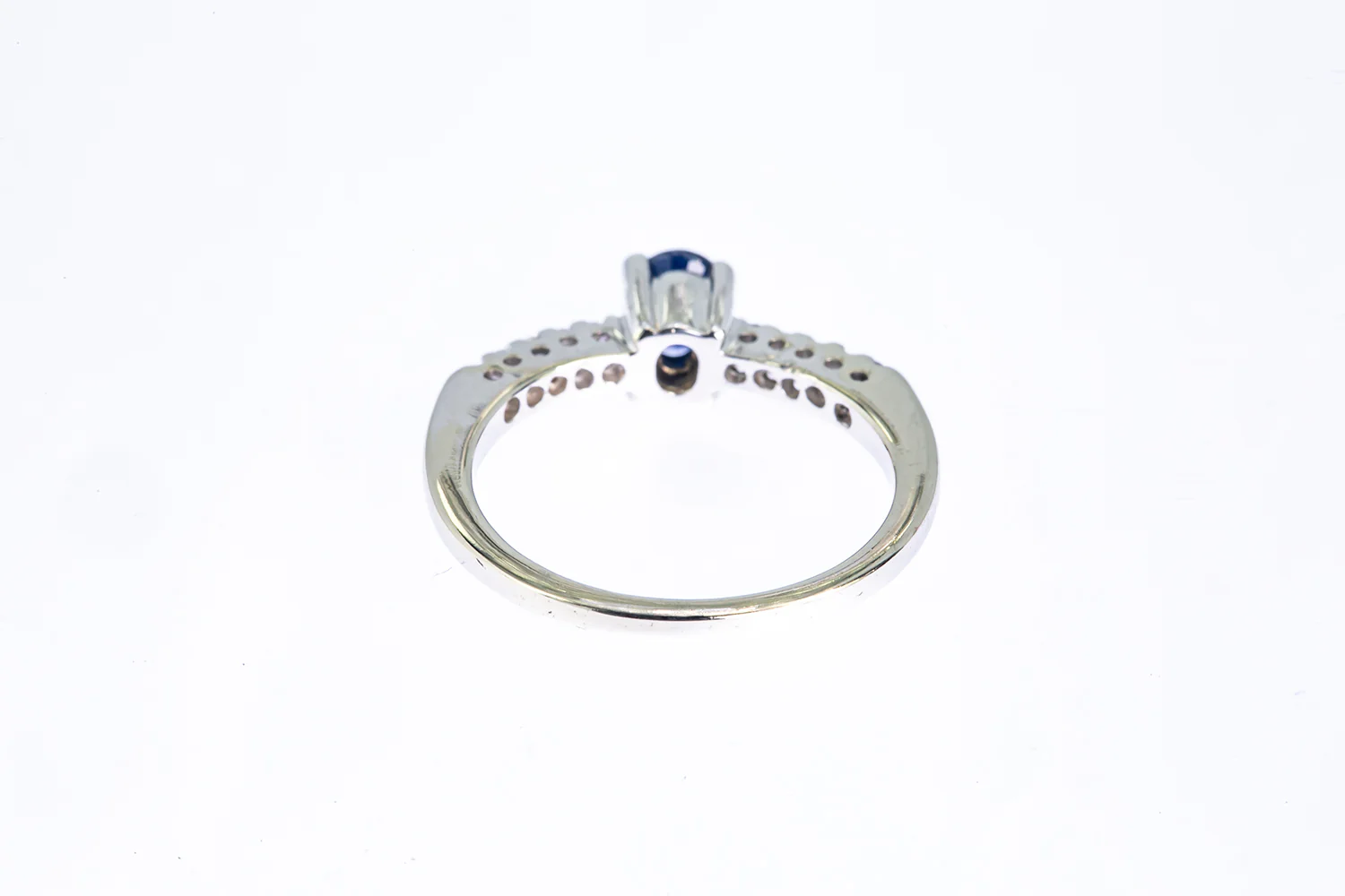 Nissko 14kt Solid White Gold and 5.2mm Oval Sapphire Ring with Diamond Accents Size 5.5 - Image 4