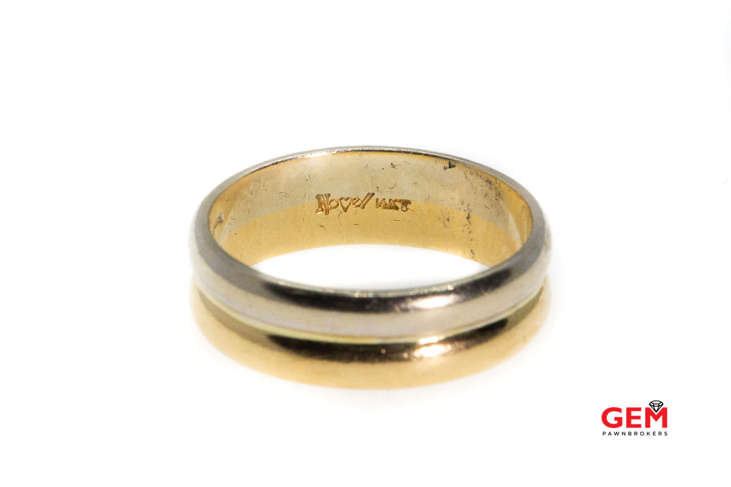 Novell Split Bi Color Band 14K 585 White & Yellow Gold Ring Size 9 3/4 - Image 2