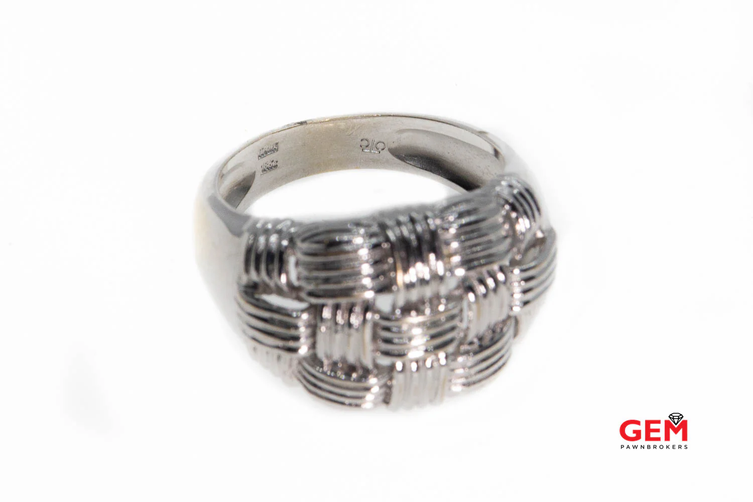 OTC Vintage Italy Wide 15.5mm Dome Mesh Solid 18K 750 White Gold Weave Designer Ring Size 9 - Image 4