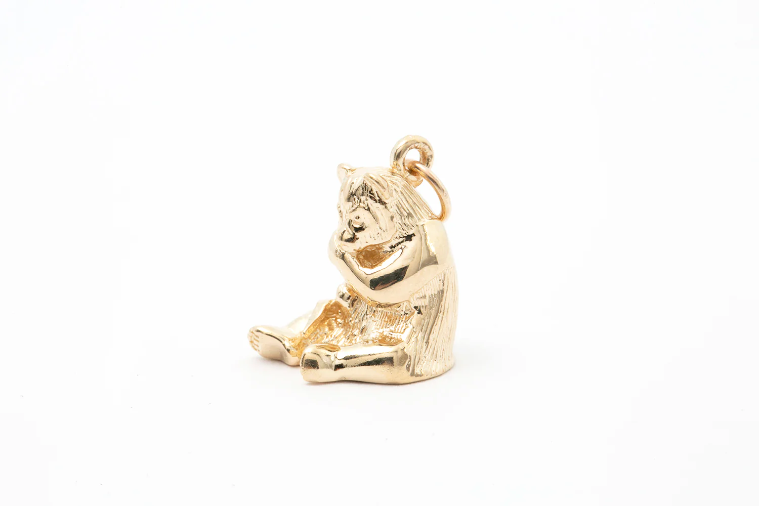 Panda Chewing Bamboo Solid Yellow Gold 14k 585 Animal Charm Pendant - Image 3