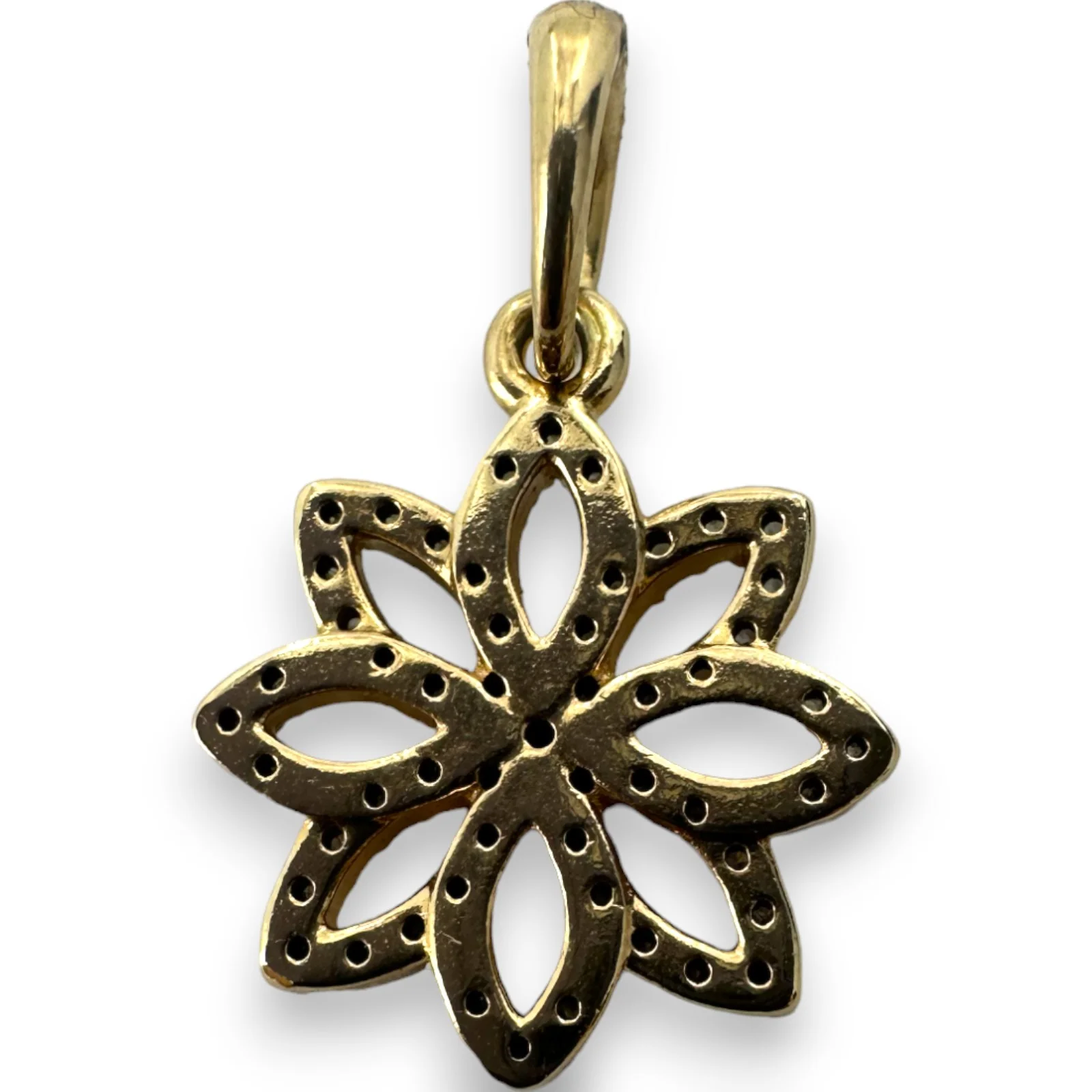 PANDORA 14k Gold Retired Rare Lace Botanique Floral Pendant with CZ Cubic Zirconias Charm ALE 585 - Image 3