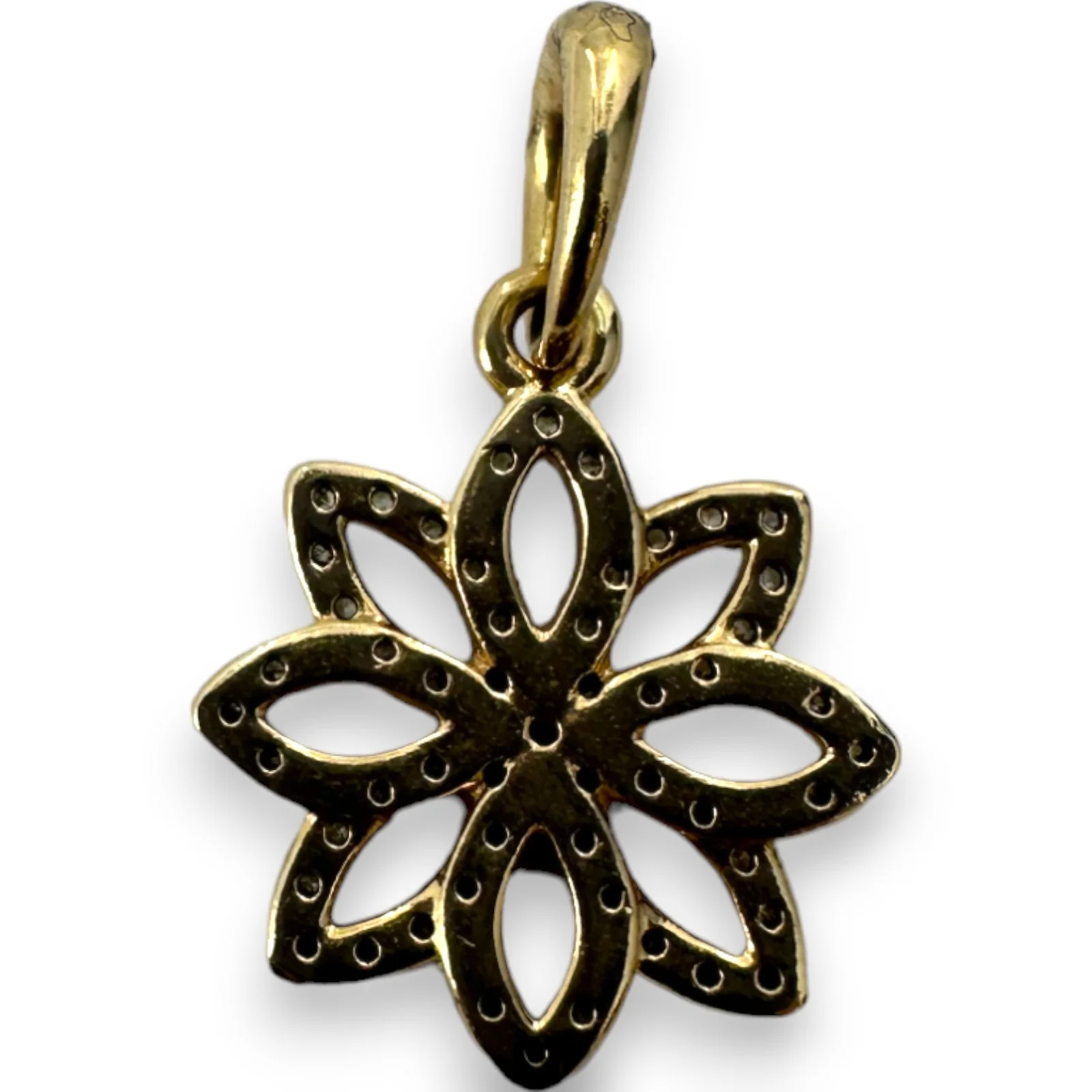 PANDORA 14k Gold Retired Rare Lace Botanique Floral Pendant with CZ Cubic Zirconias Charm ALE 585 - Image 4