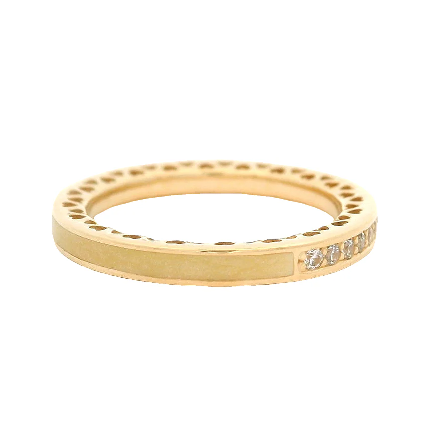 Pandora 14kt Yellow Gold CZ Cubic Zirconia and Enamel Stacking Ring - Image 3