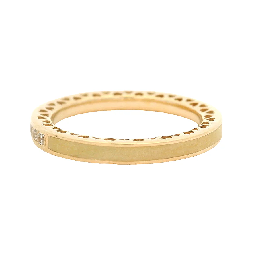 Pandora 14kt Yellow Gold CZ Cubic Zirconia and Enamel Stacking Ring - Image 4