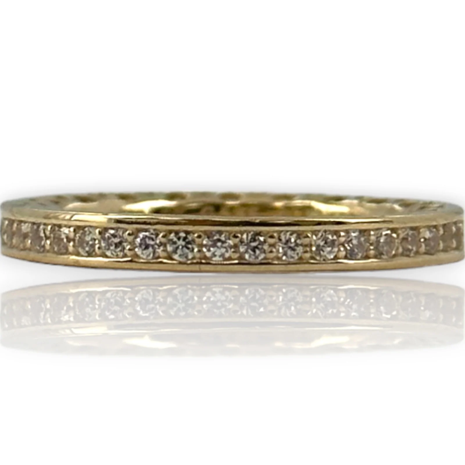 Pandora 14kt Yellow Gold CZ Cubic Zirconia and Enamel Stacking Ring - Image 6