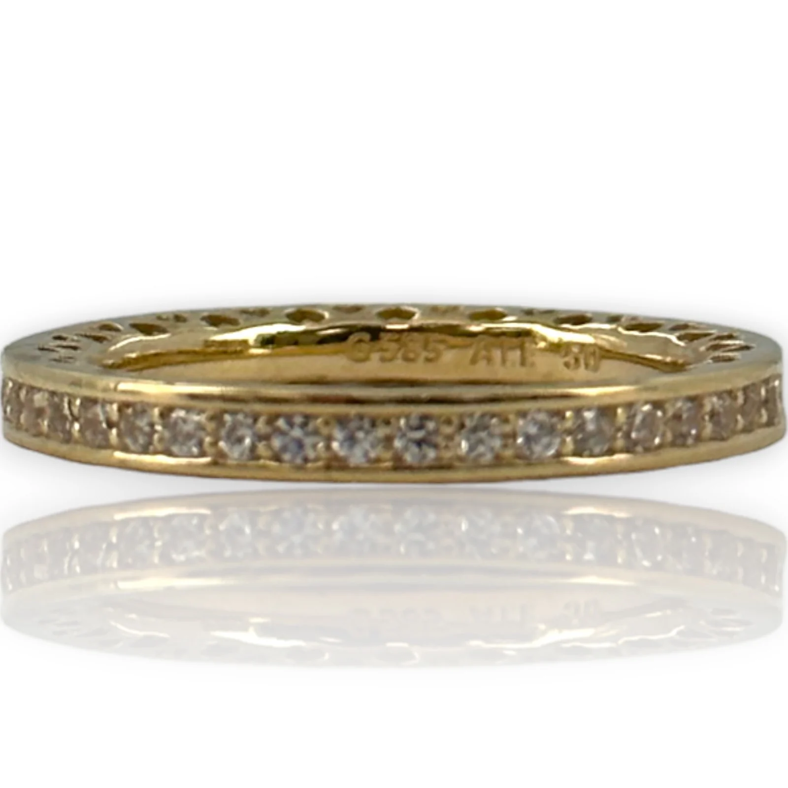 Pandora 14kt Yellow Gold CZ Cubic Zirconia and Enamel Stacking Ring - Image 7