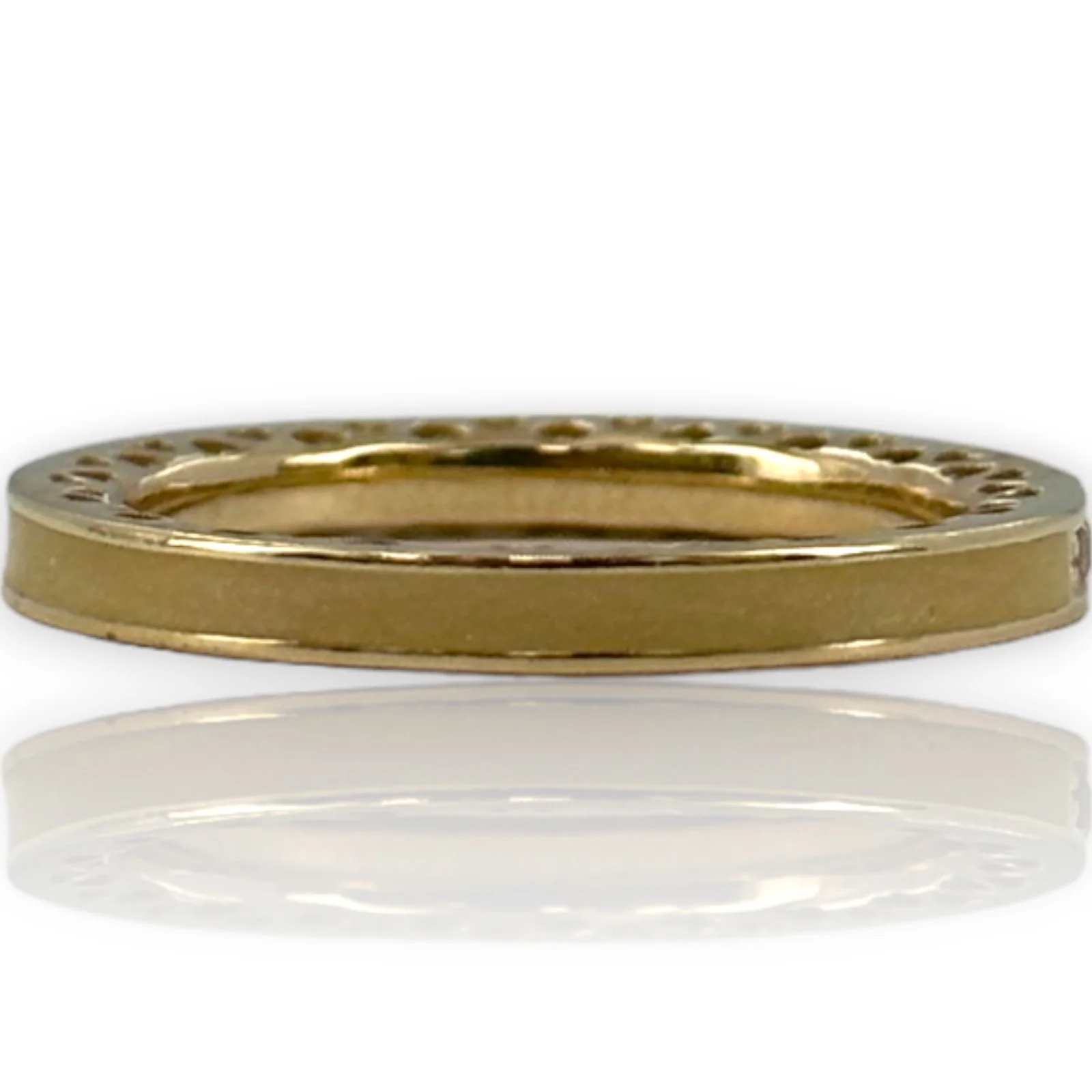Pandora 14kt Yellow Gold CZ Cubic Zirconia and Enamel Stacking Ring - Image 8