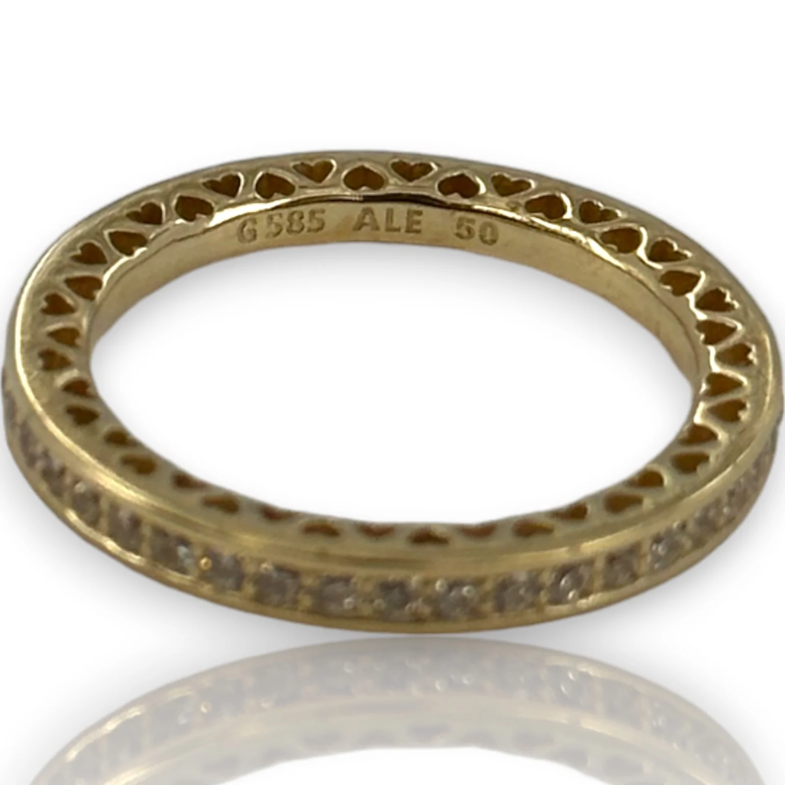 Pandora 14kt Yellow Gold CZ Cubic Zirconia and Enamel Stacking Ring - Image 9
