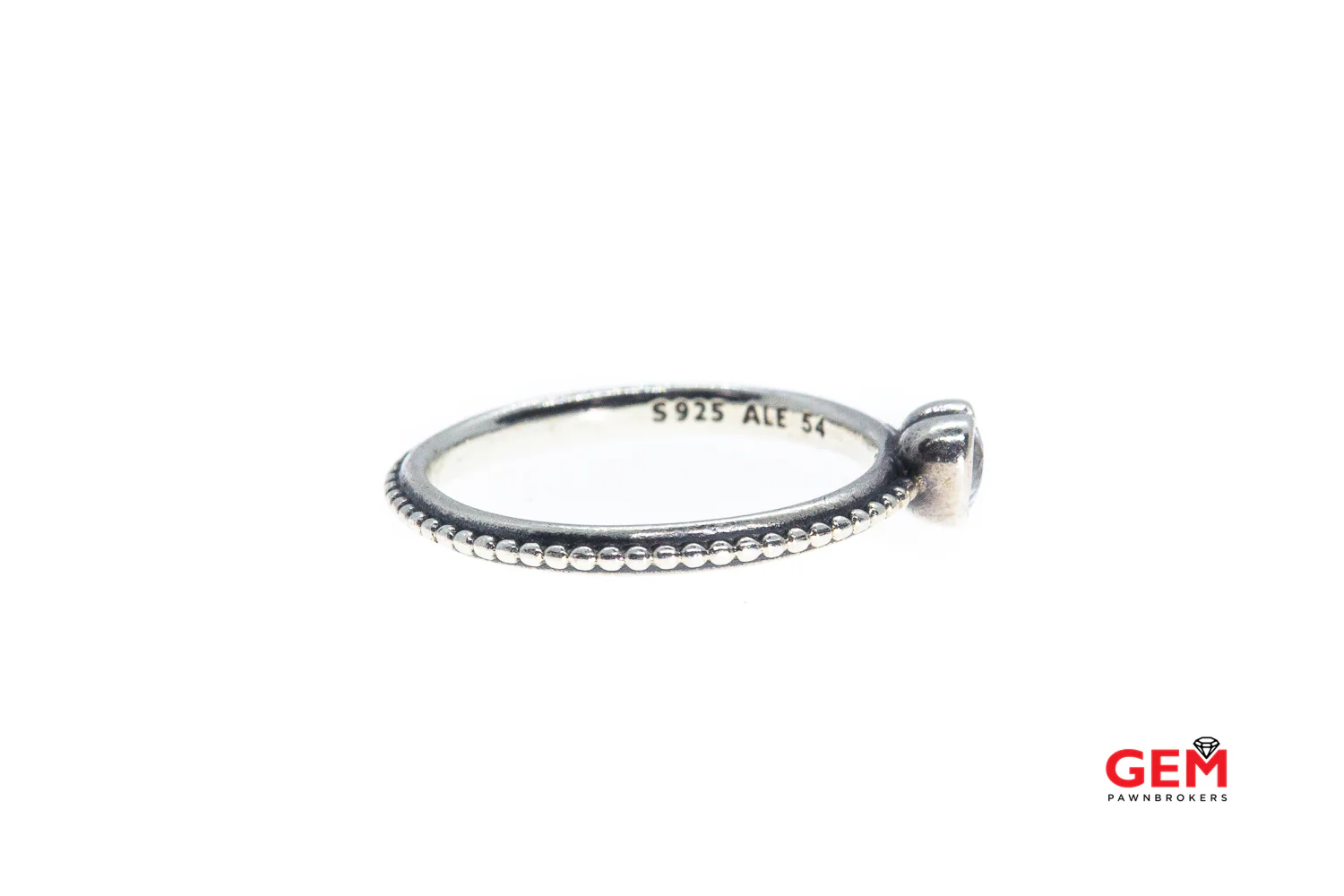 Pandora ALE Clear Heart Cubic Zirconia Band 925 Sterling Silver Ring Size 6 3/4 EU 54 - Image 3