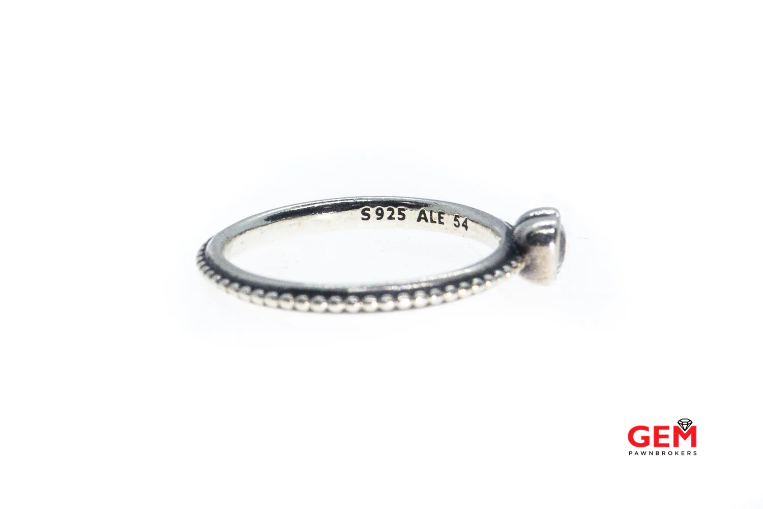 Pandora ALE Clear Heart Cubic Zirconia Band 925 Sterling Silver Ring Size 6 3/4 EU 54 - Image 5