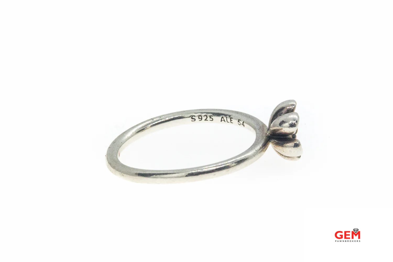 Pandora ALE Cream Enamel Flower Wire Band 925 Sterling Silver Ring Size 6 3/4 54 - Image 3