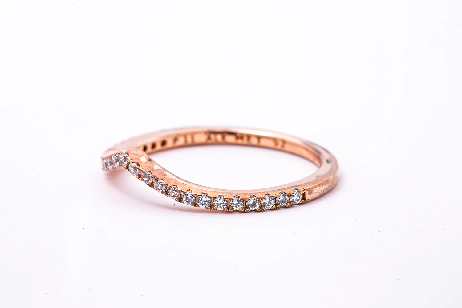 Pandora ALE Cubic Zirconia Wishbone 14K 585 Rose Gold Plated Metal Ring 52 US 6 - Image 2