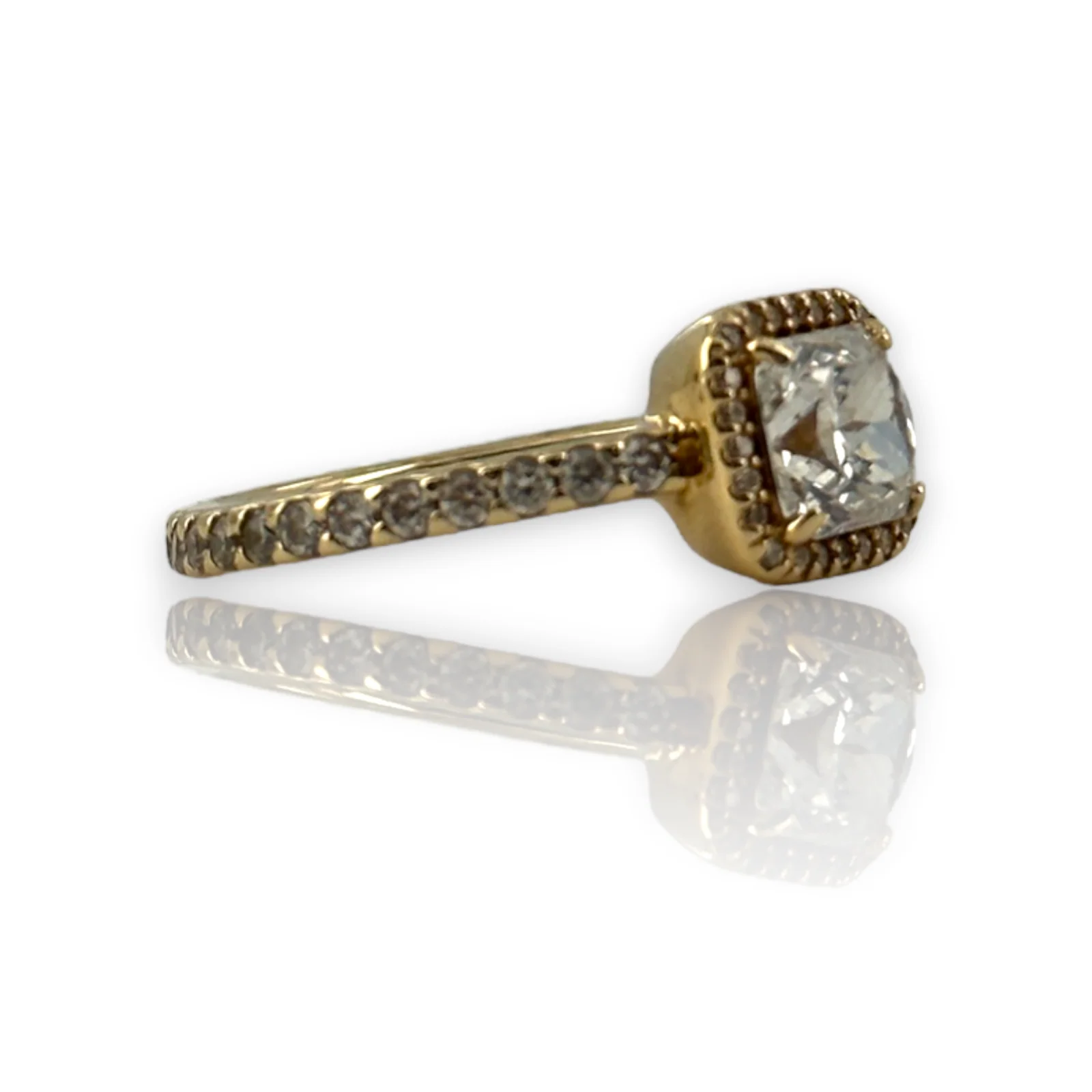 Pandora ALE G585 14KT 585 Yellow Gold Square Sparkle Ring Size 6 - Image 3