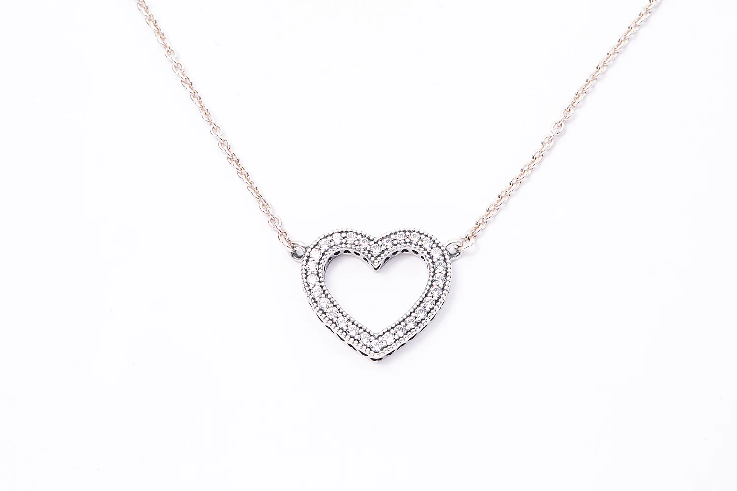 Pandora ALE Loving Sparkling Open Heart Charm 925 Sterling Silver Pendant