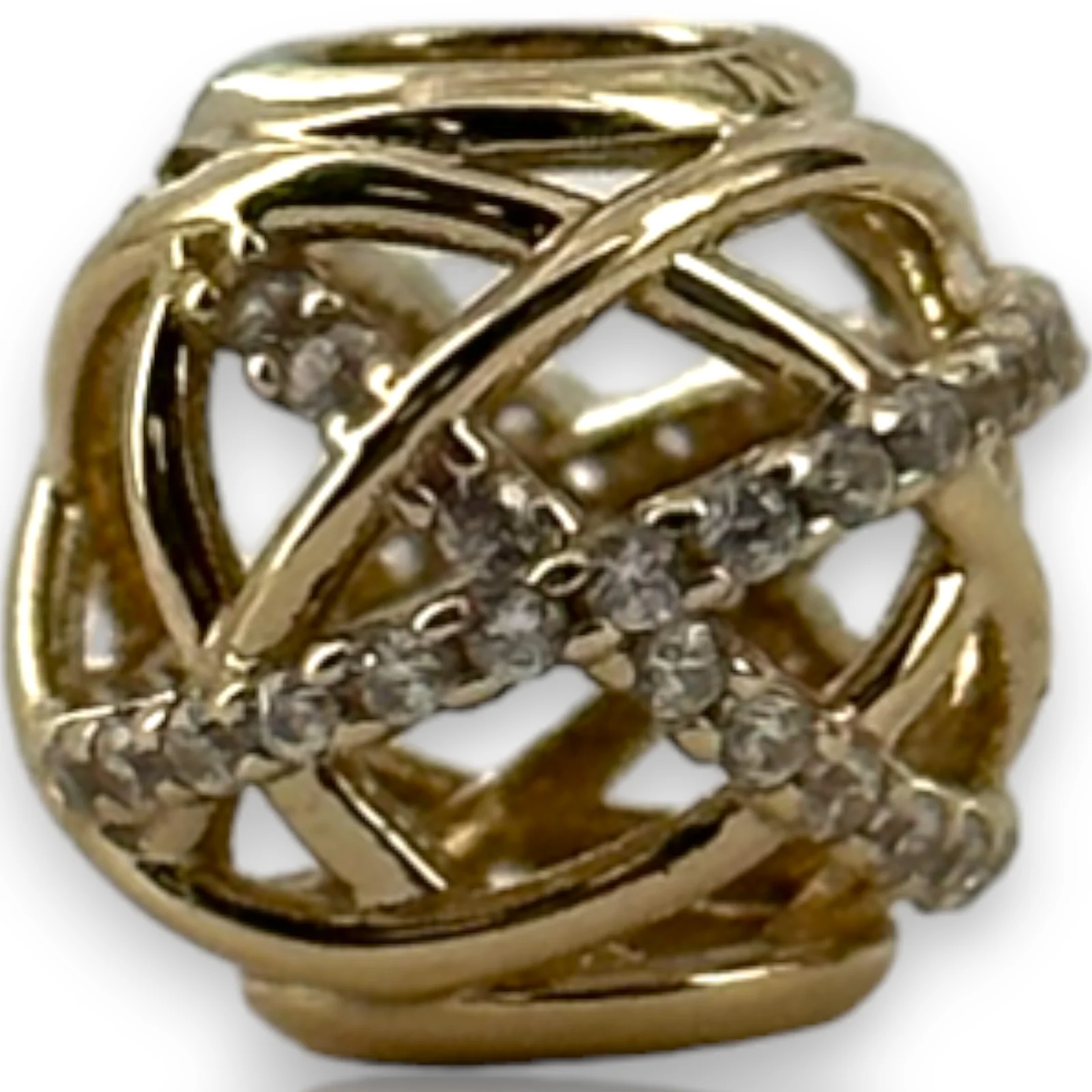 Pandora Cubic Zirconia Galaxy Openwork 14kt 585 Yellow Gold Bead Charm Pendant B - Image 2