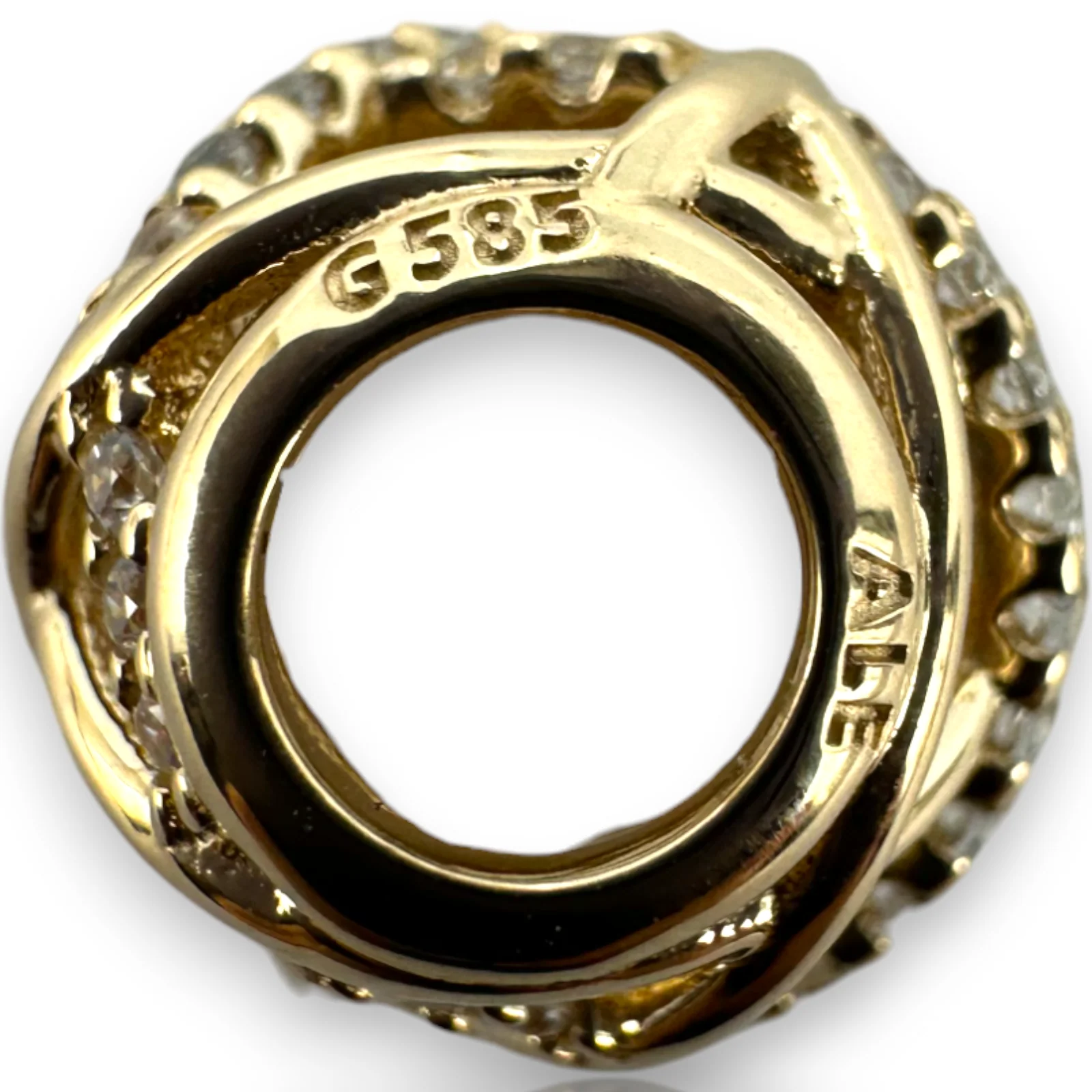 Pandora Cubic Zirconia Galaxy Openwork 14kt 585 Yellow Gold Bead Charm Pendant B - Image 3