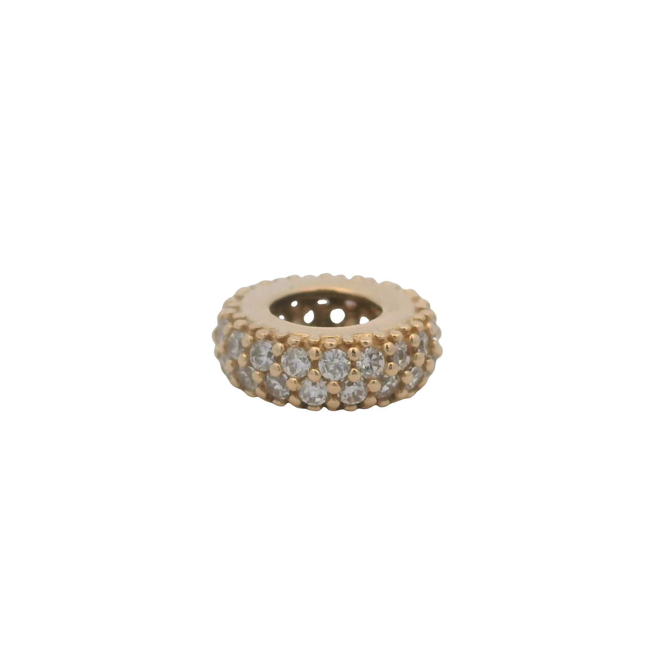 Pandora Moments Solid 14k Yellow Gold CZ Sparkle Bracelet Spacer Charm - Image 2