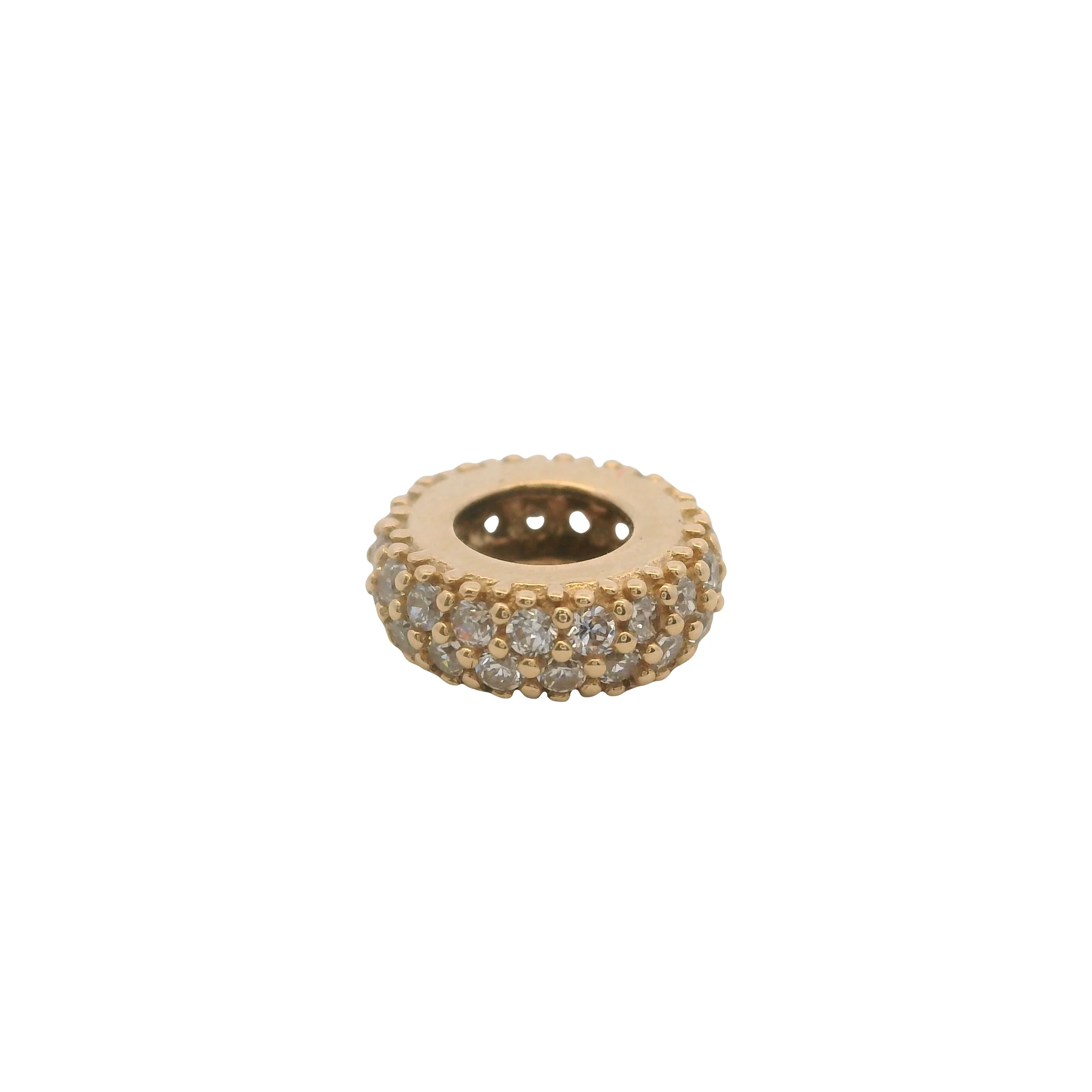 Pandora Moments Solid 14k Yellow Gold CZ Sparkle Bracelet Spacer Charm - Image 3
