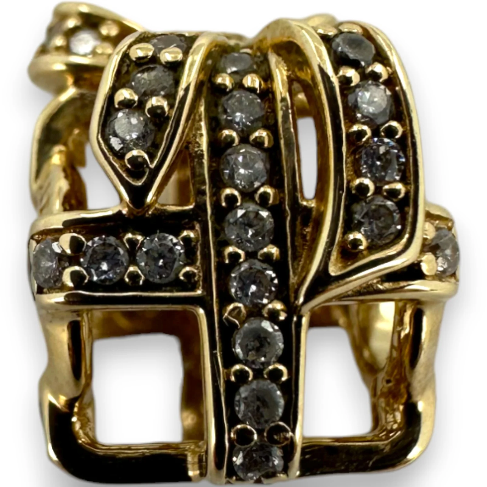 Pandora Rare 14kt Yellow Gold and Cubic Zirconia All Wrapped Up Present Slider Charm G585 ALE a - Image 3