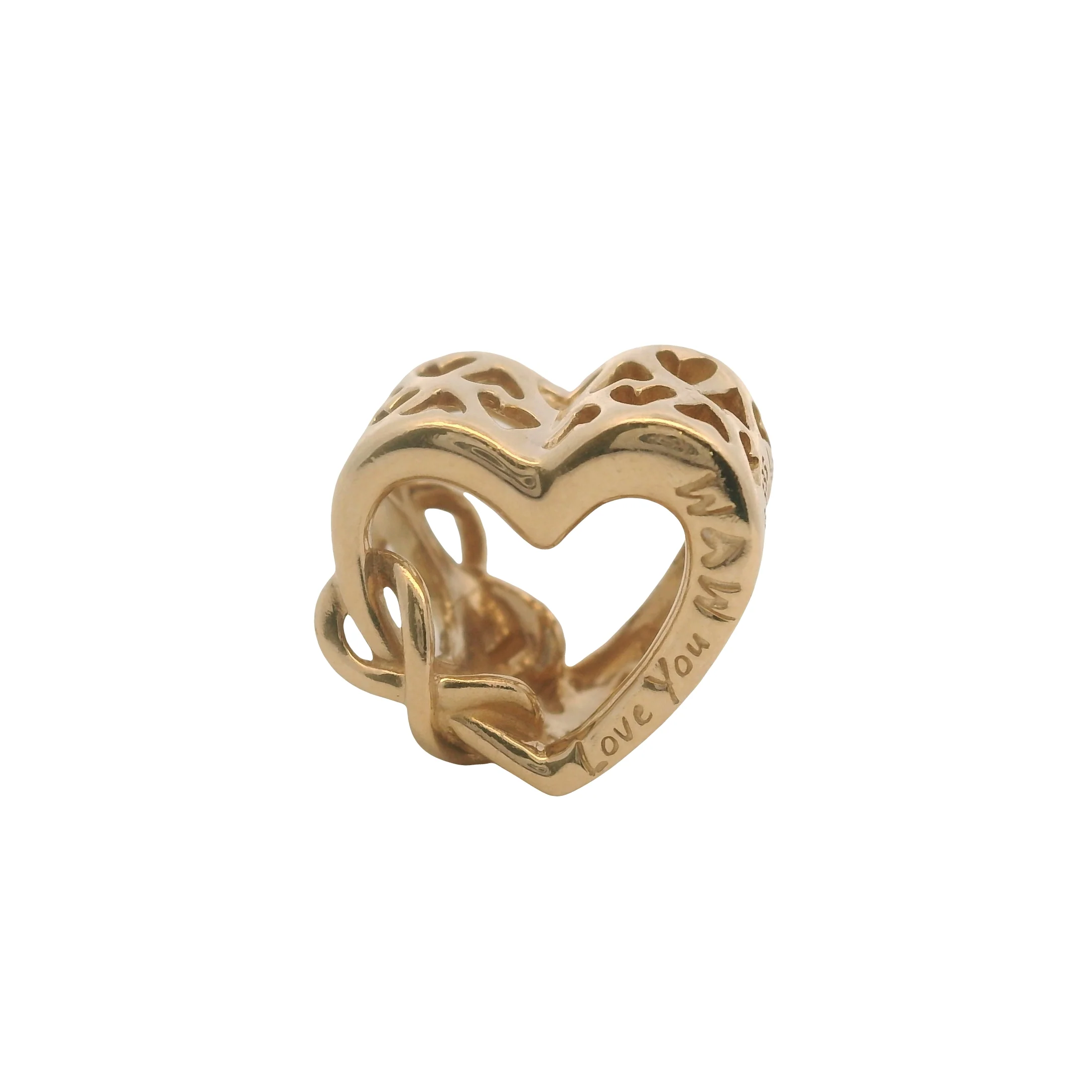 Pandora Rare Solid 14kt Yellow Gold and CZ All Wrapped Up Gift Present Slider Bead Charm - Image 3