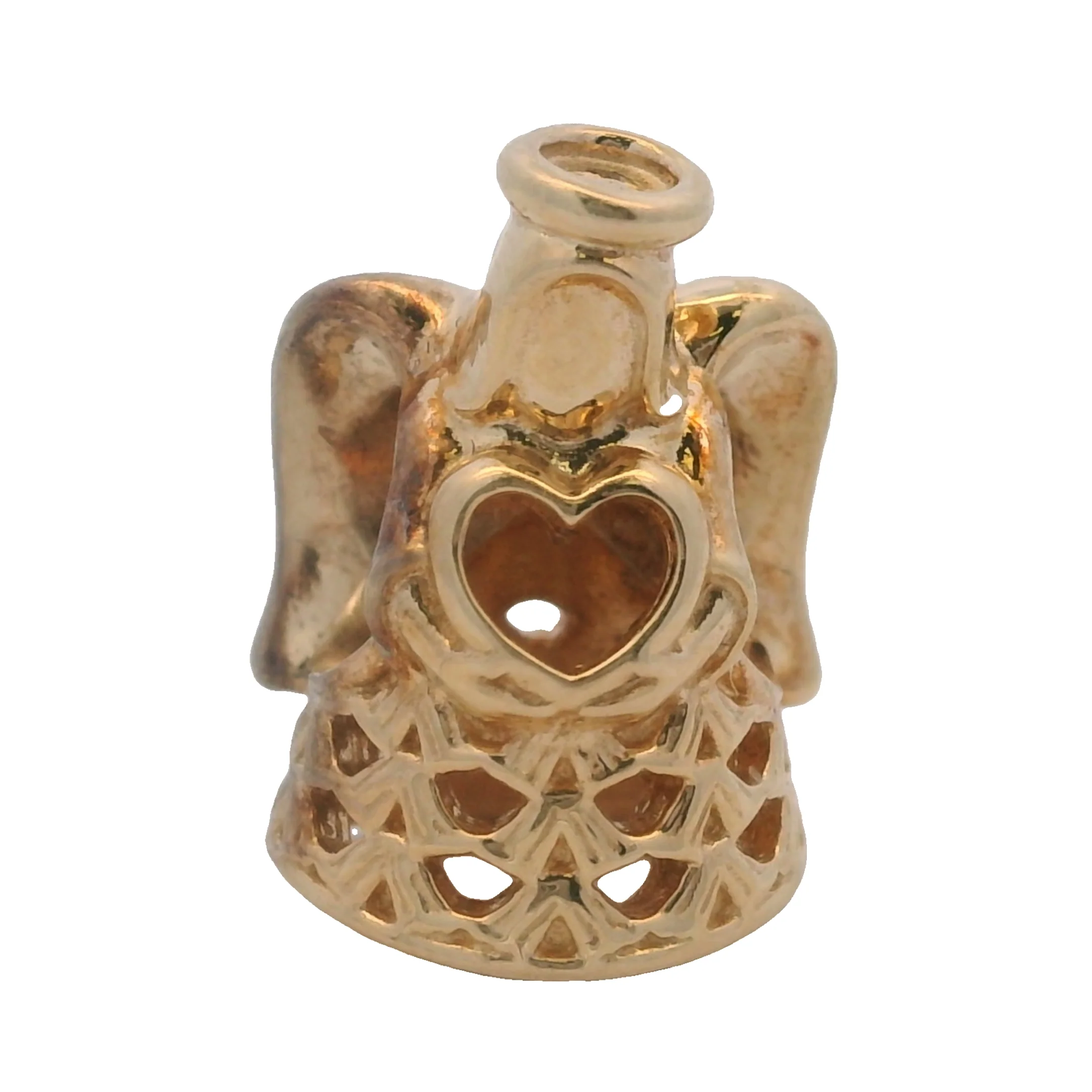 Pandora Rare Solid 14kt Yellow Gold Angel of Grace Openwork Spacer Bracelet Charm