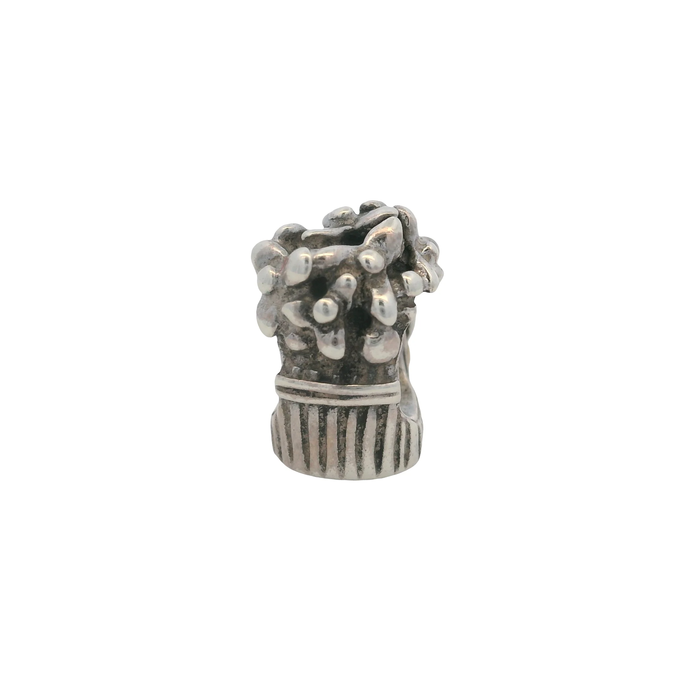 Pandora Retired 925 Sterling Silver and 14kt Yellow Gold Love Flower Bouquet Slider Charm - Image 2