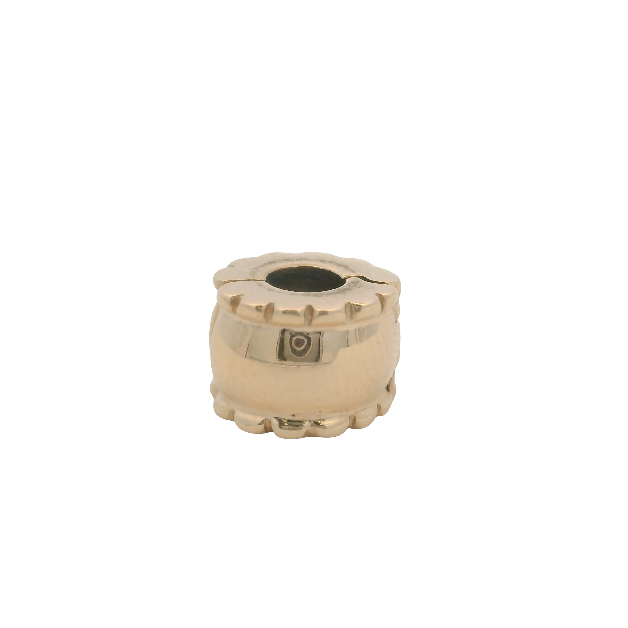 Pandora Retired Solid 14kt Yellow Gold Beveled Spacer Clip Charm - Image 2