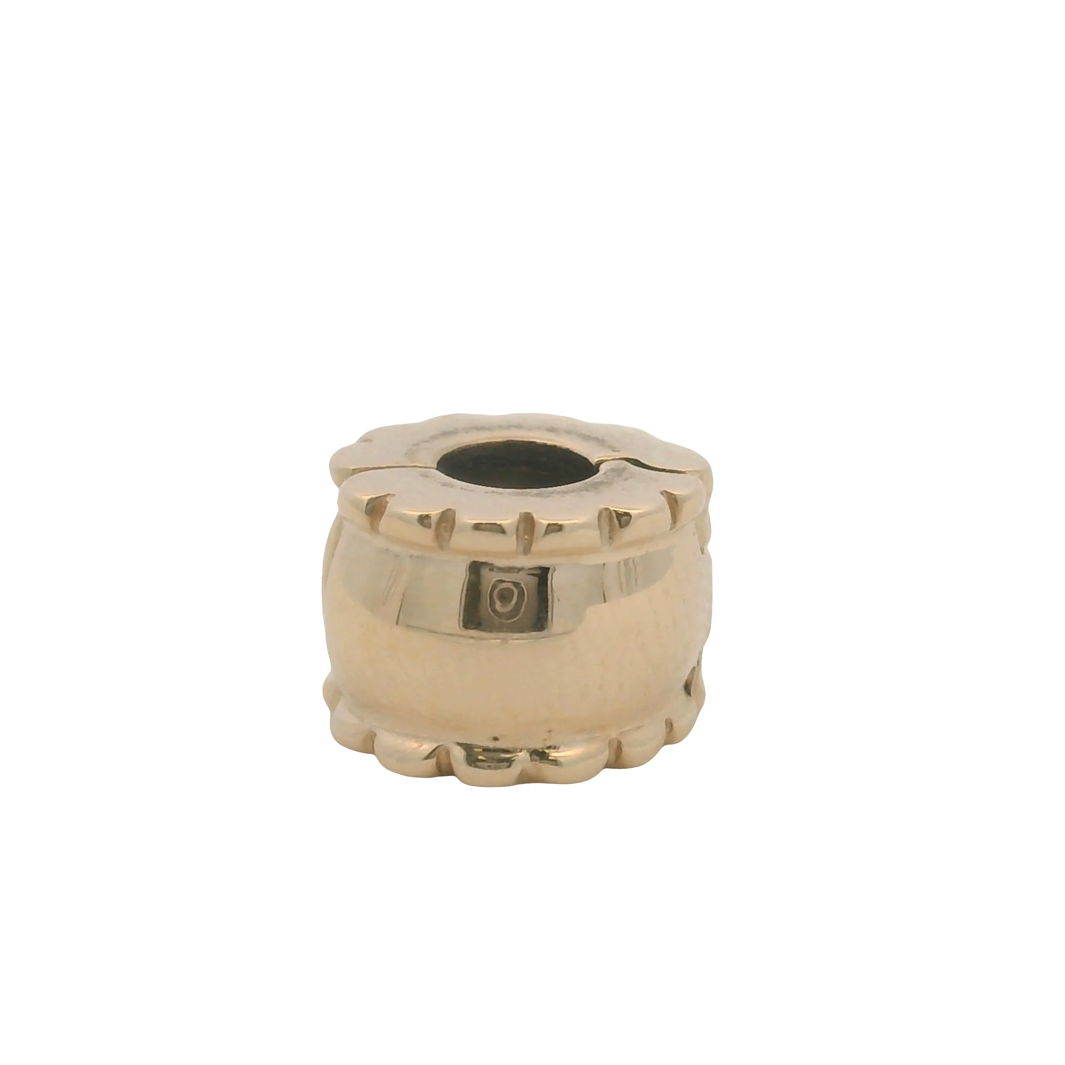 Pandora Retired Solid 14kt Yellow Gold Beveled Spacer Clip Charm - Image 3