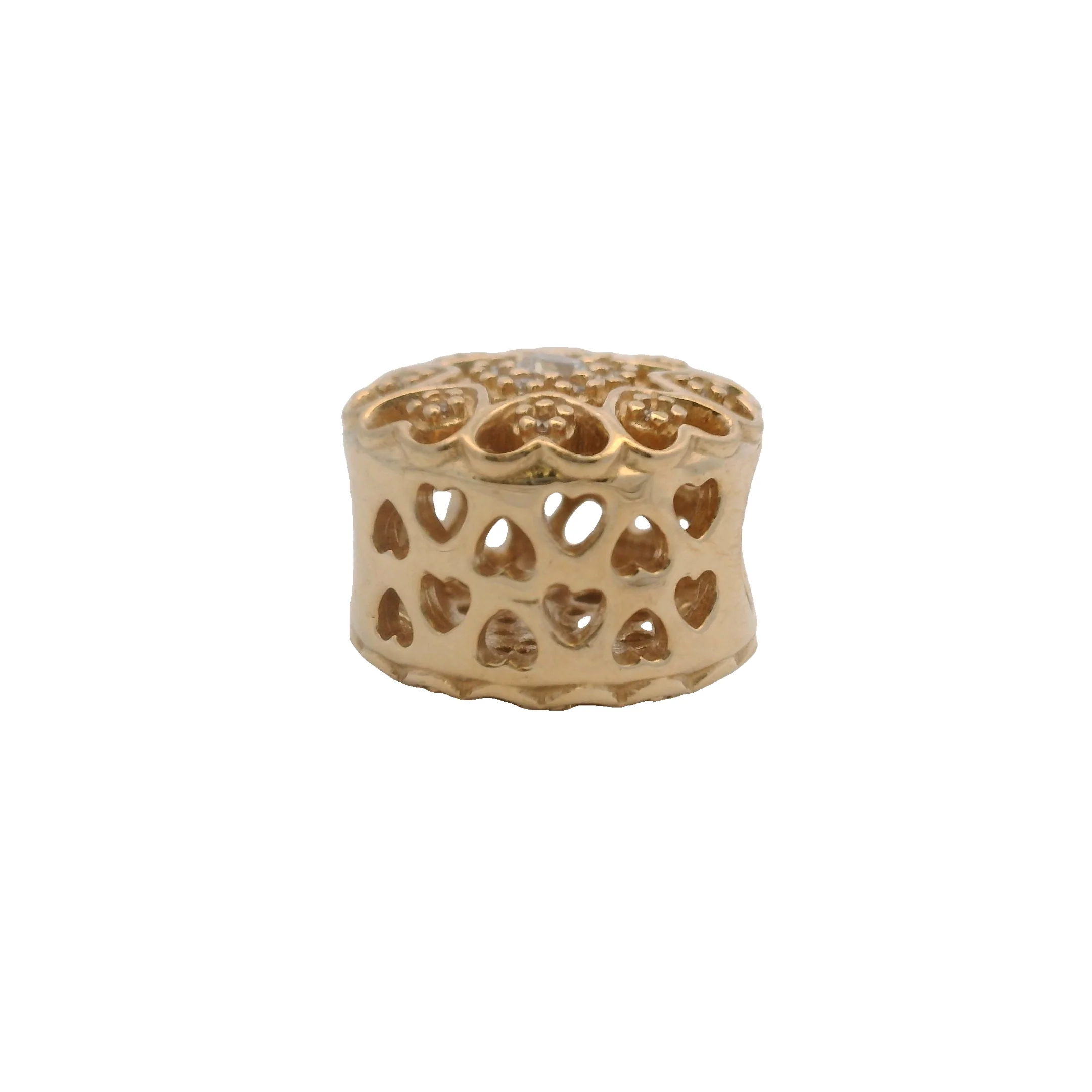 Pandora Shine Solid 14kt Yellow Gold and CZ "Hearts of Gold" Round Flower Spacer Charm - Image 5