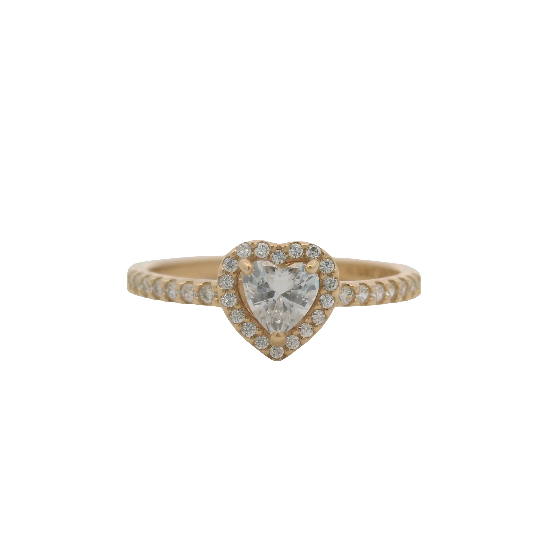 Pandora Solid 14kt Yellow Gold and Cubic Zirconia Elevated Heart Ring Size 9 - Image 2