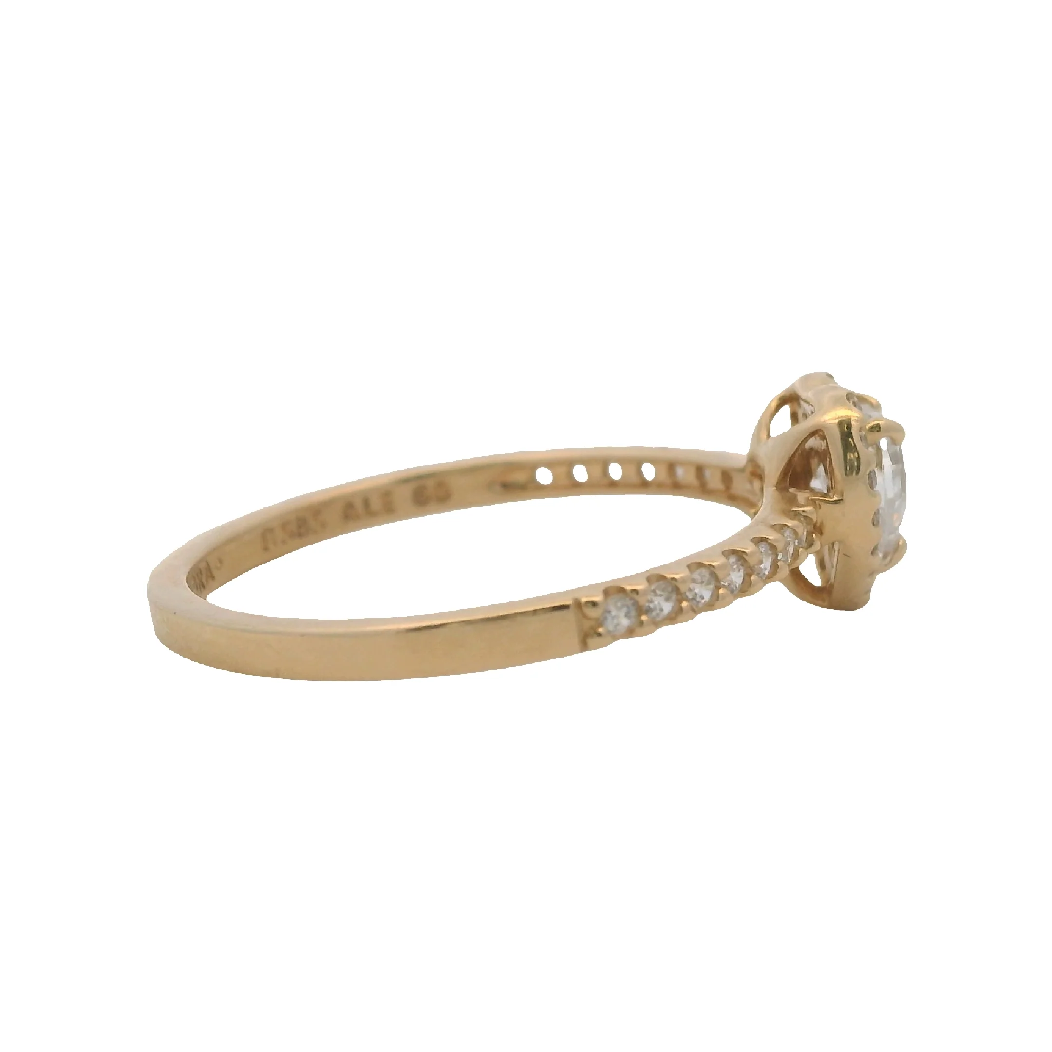 Pandora Solid 14kt Yellow Gold and Cubic Zirconia Elevated Heart Ring Size 9 - Image 3