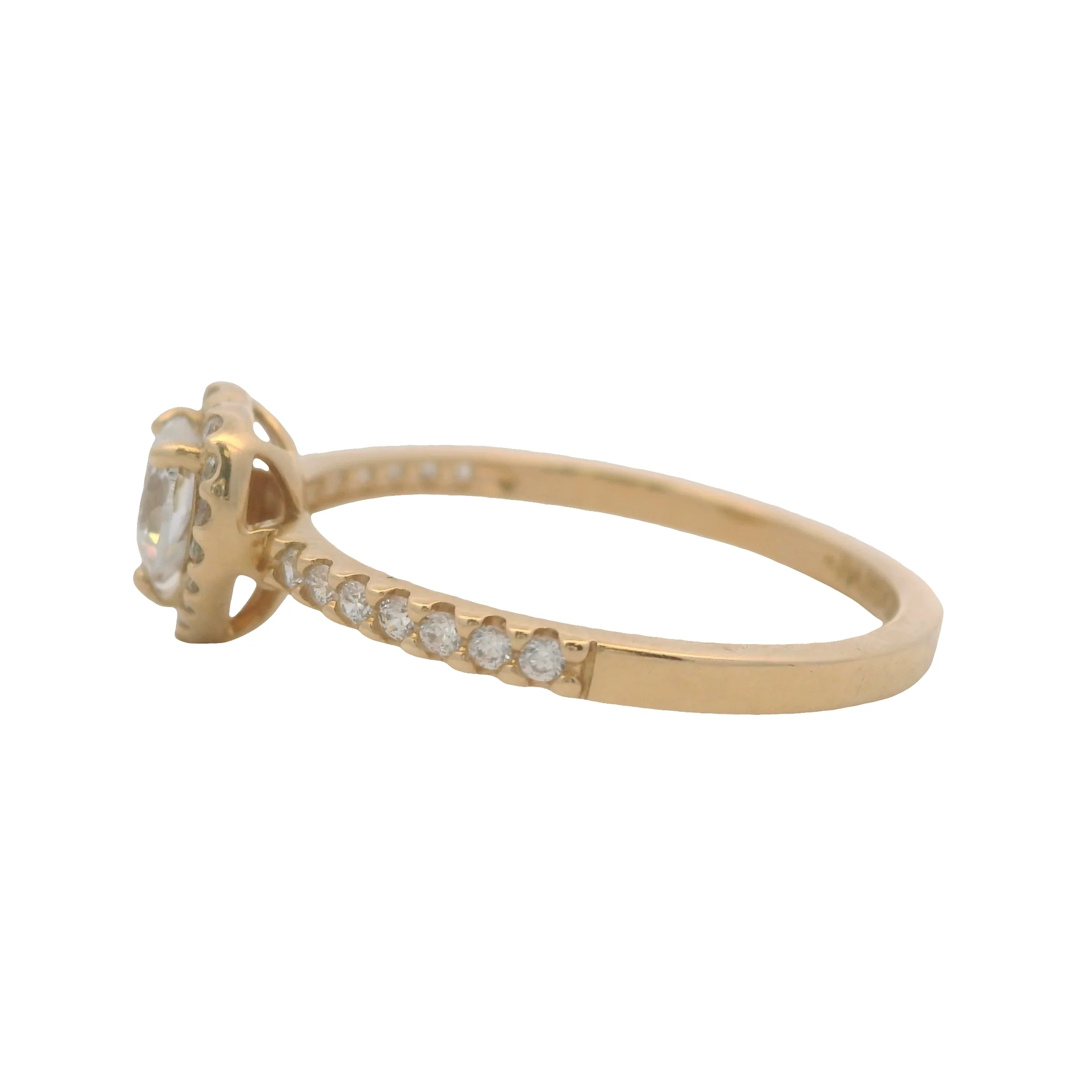 Pandora Solid 14kt Yellow Gold and Cubic Zirconia Elevated Heart Ring Size 9 - Image 4