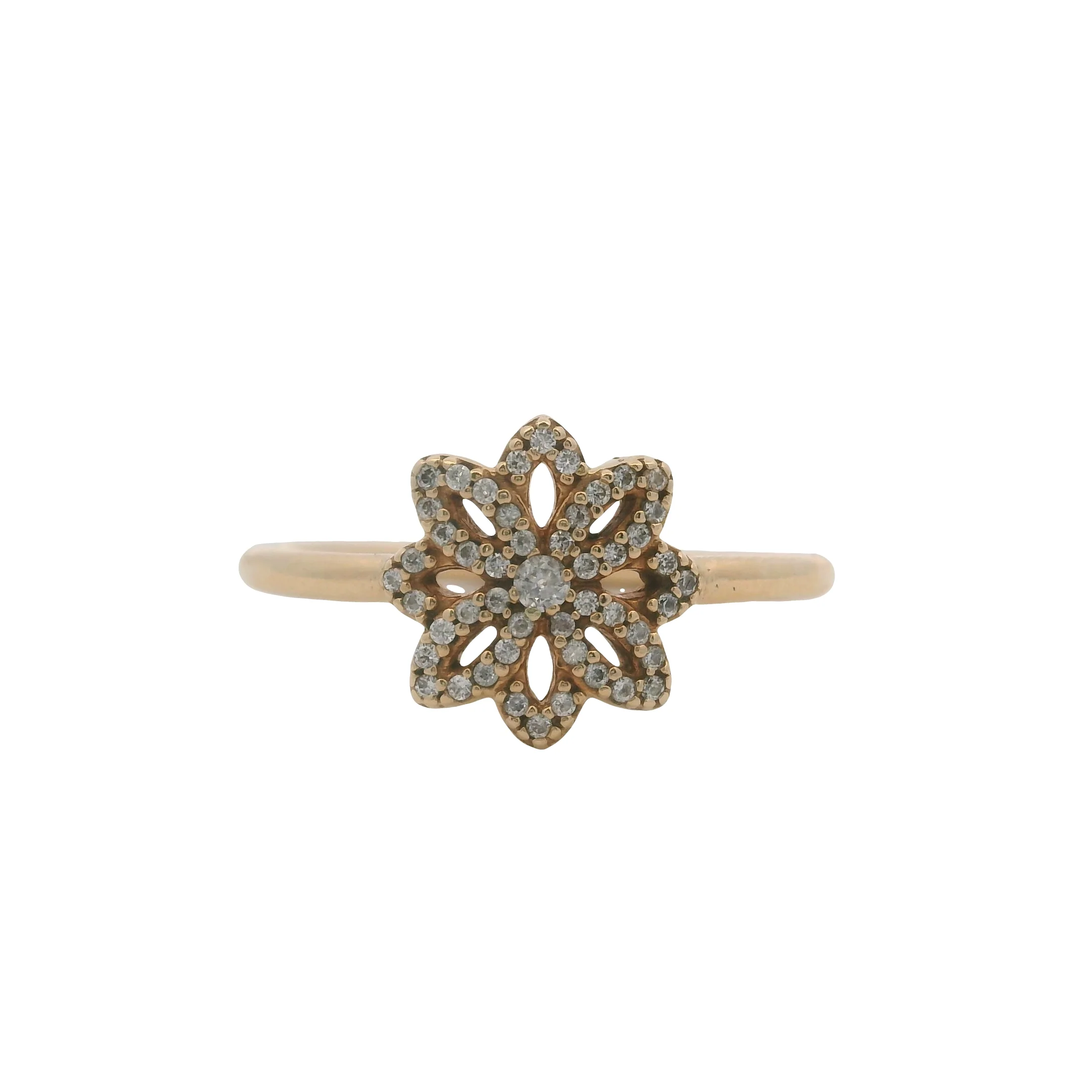 Pandora Solid 14kt Yellow Gold and Cubic Zirconia Lace Botanique Ring Size 7.5