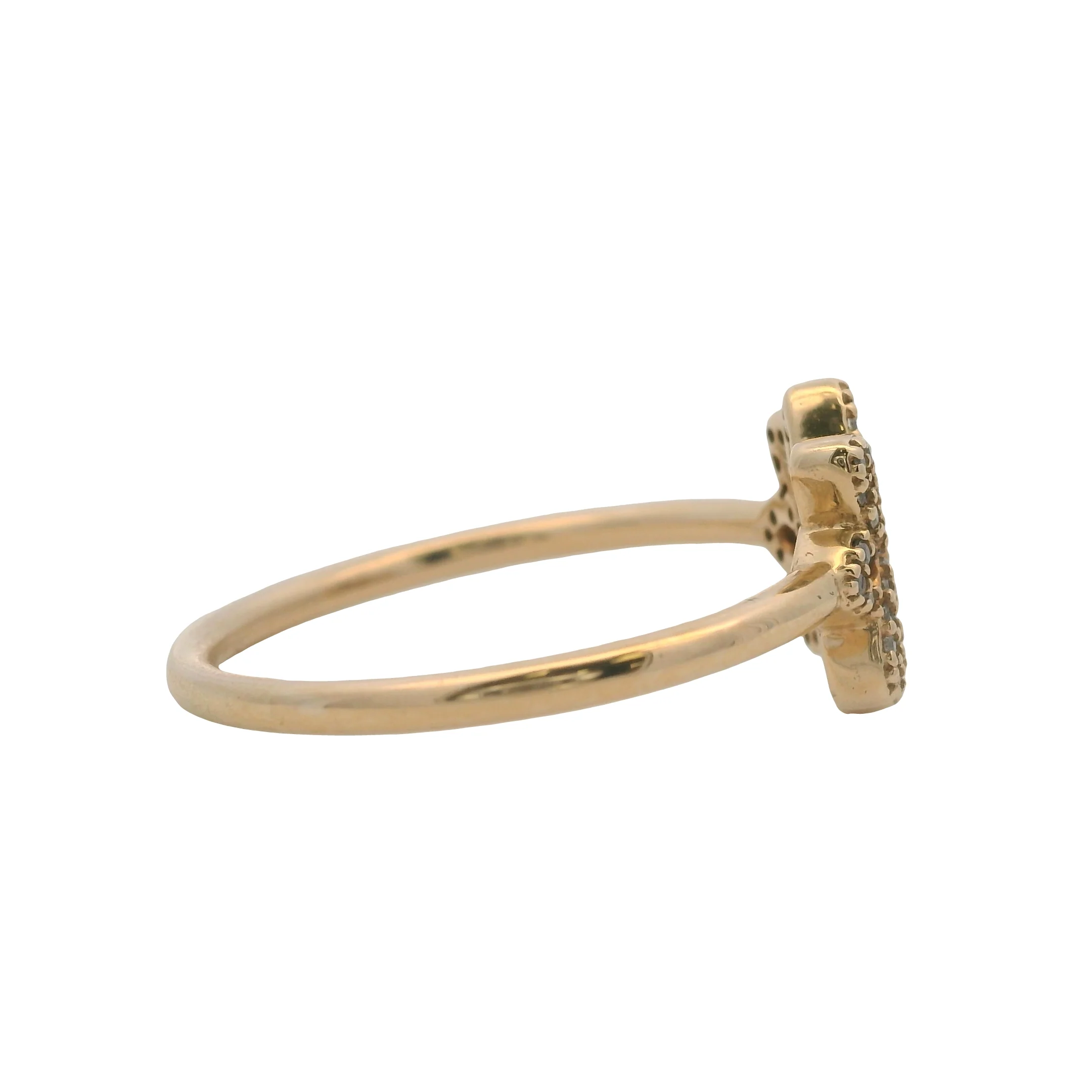 Pandora Solid 14kt Yellow Gold and Cubic Zirconia Lace Botanique Ring Size 7.5 - Image 3