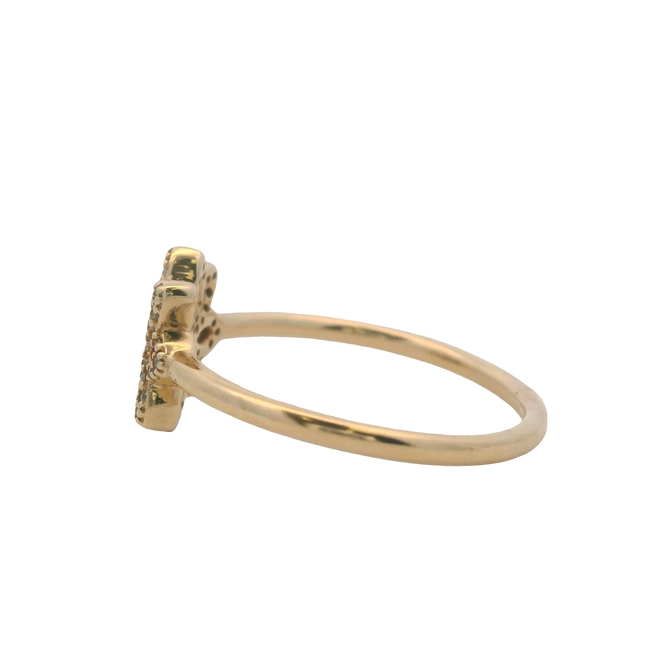 Pandora Solid 14kt Yellow Gold and Cubic Zirconia Lace Botanique Ring Size 7.5 - Image 4