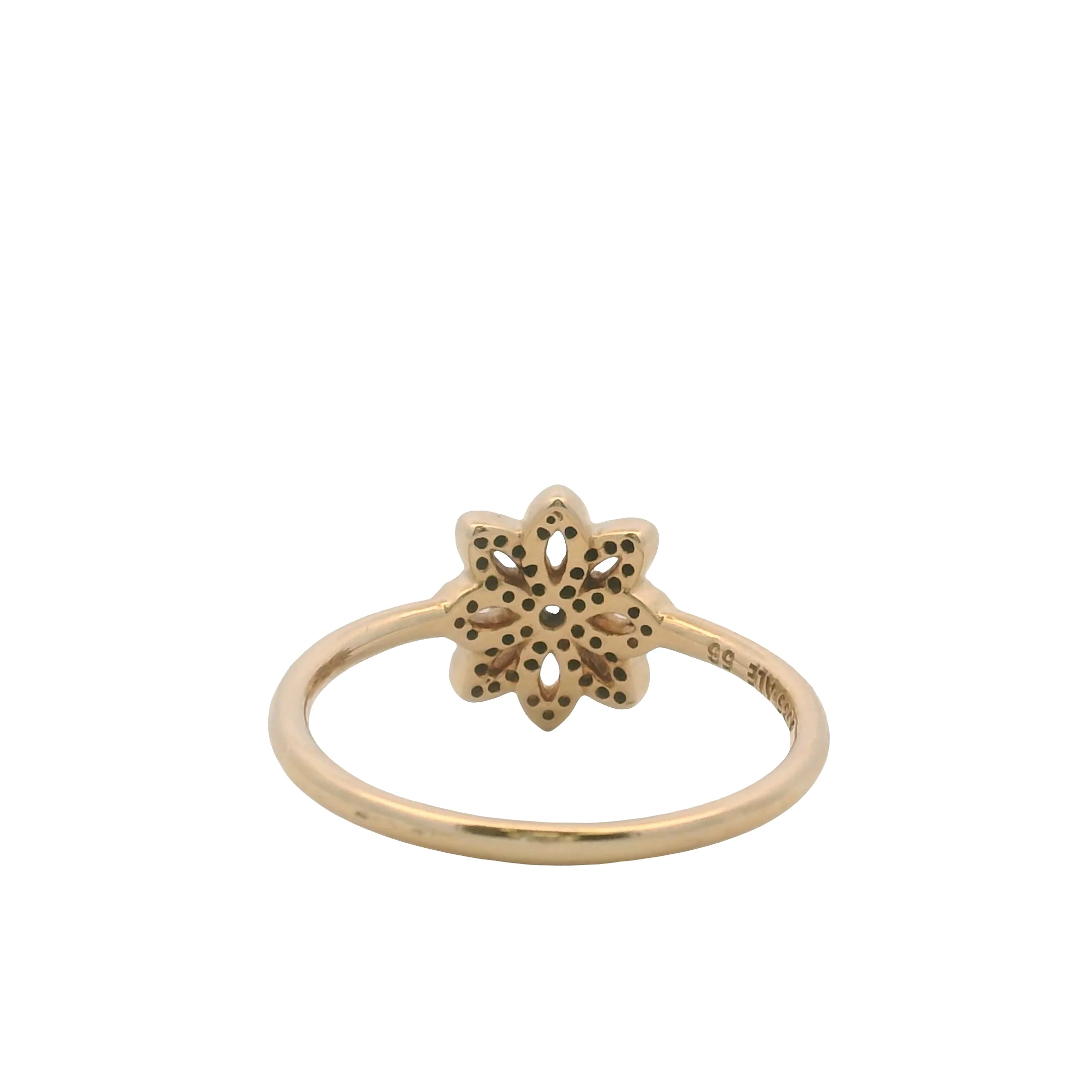 Pandora Solid 14kt Yellow Gold and Cubic Zirconia Lace Botanique Ring Size 7.5 - Image 6
