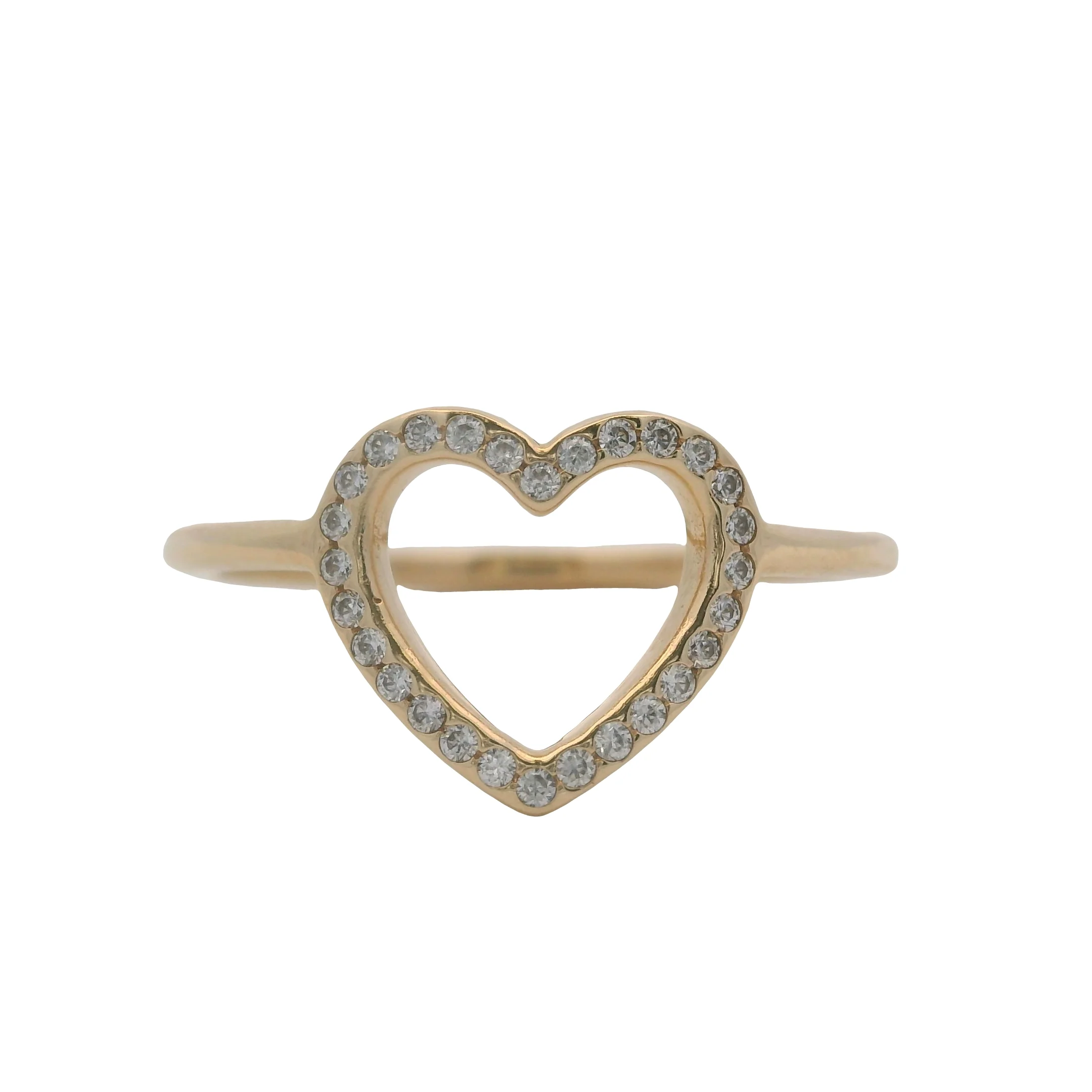 Pandora Solid 14kt Yellow Gold and Cubic Zirconia Open Captured Heart Ring Size 8.5 - Image 2