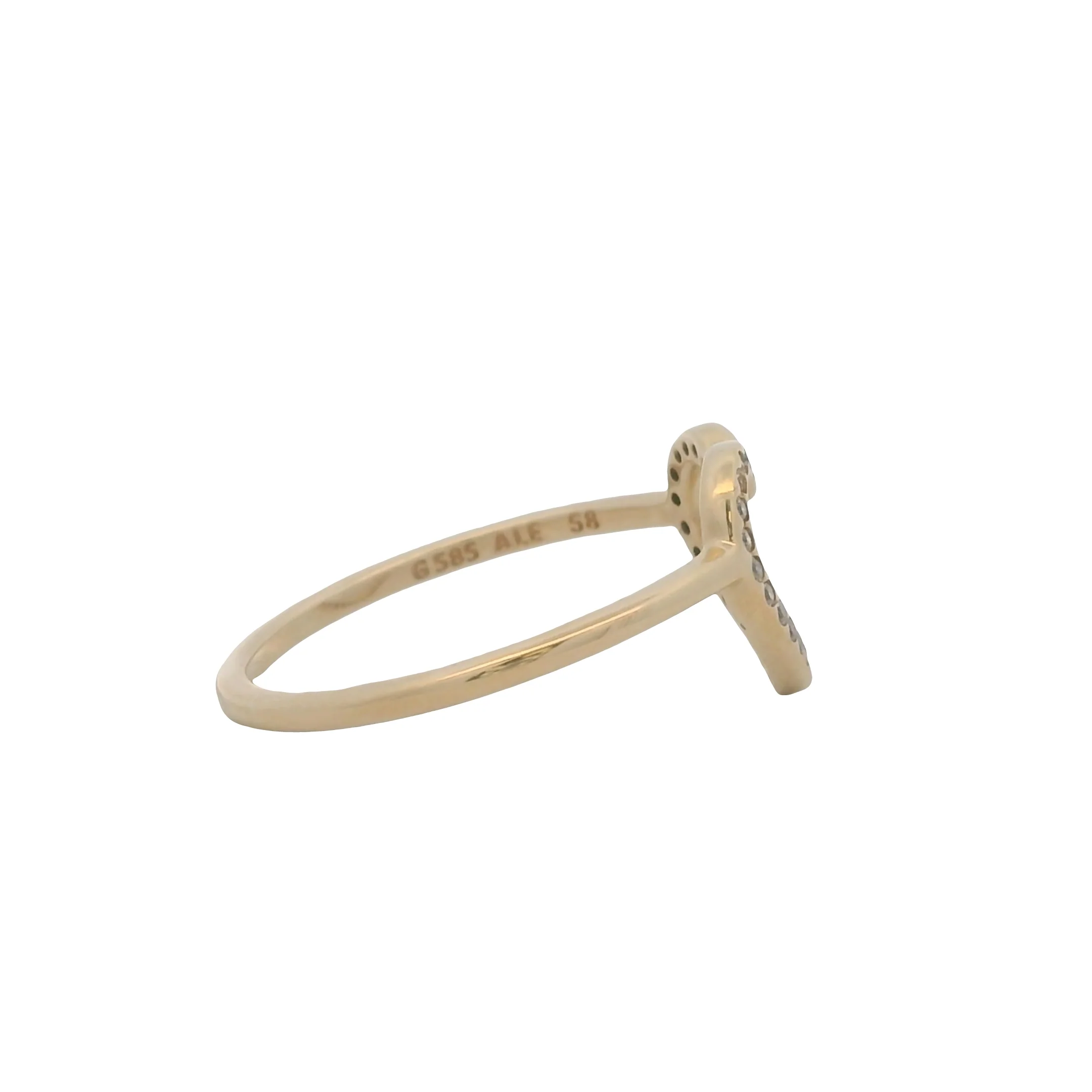 Pandora Solid 14kt Yellow Gold and Cubic Zirconia Open Captured Heart Ring Size 8.5 - Image 4