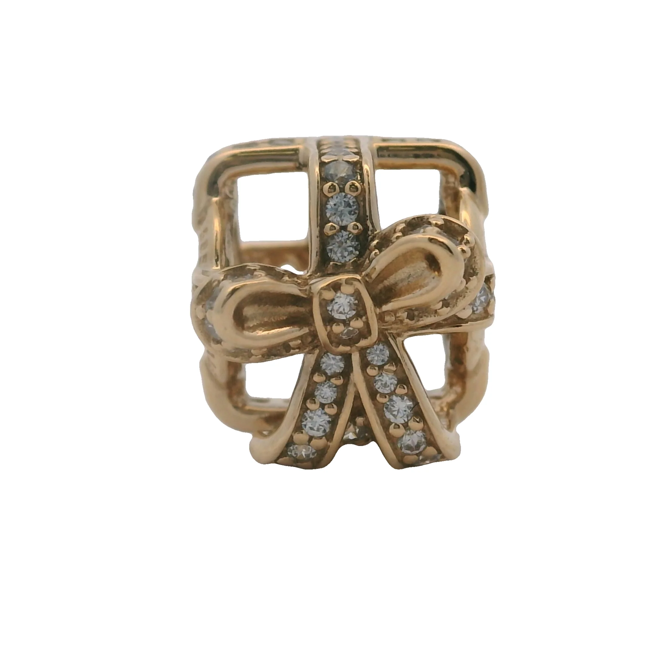 Pandora Solid 14kt Yellow Gold and CZ Cubic Zirconia All Wrapped Up Spacer Slider Charm - Image 2