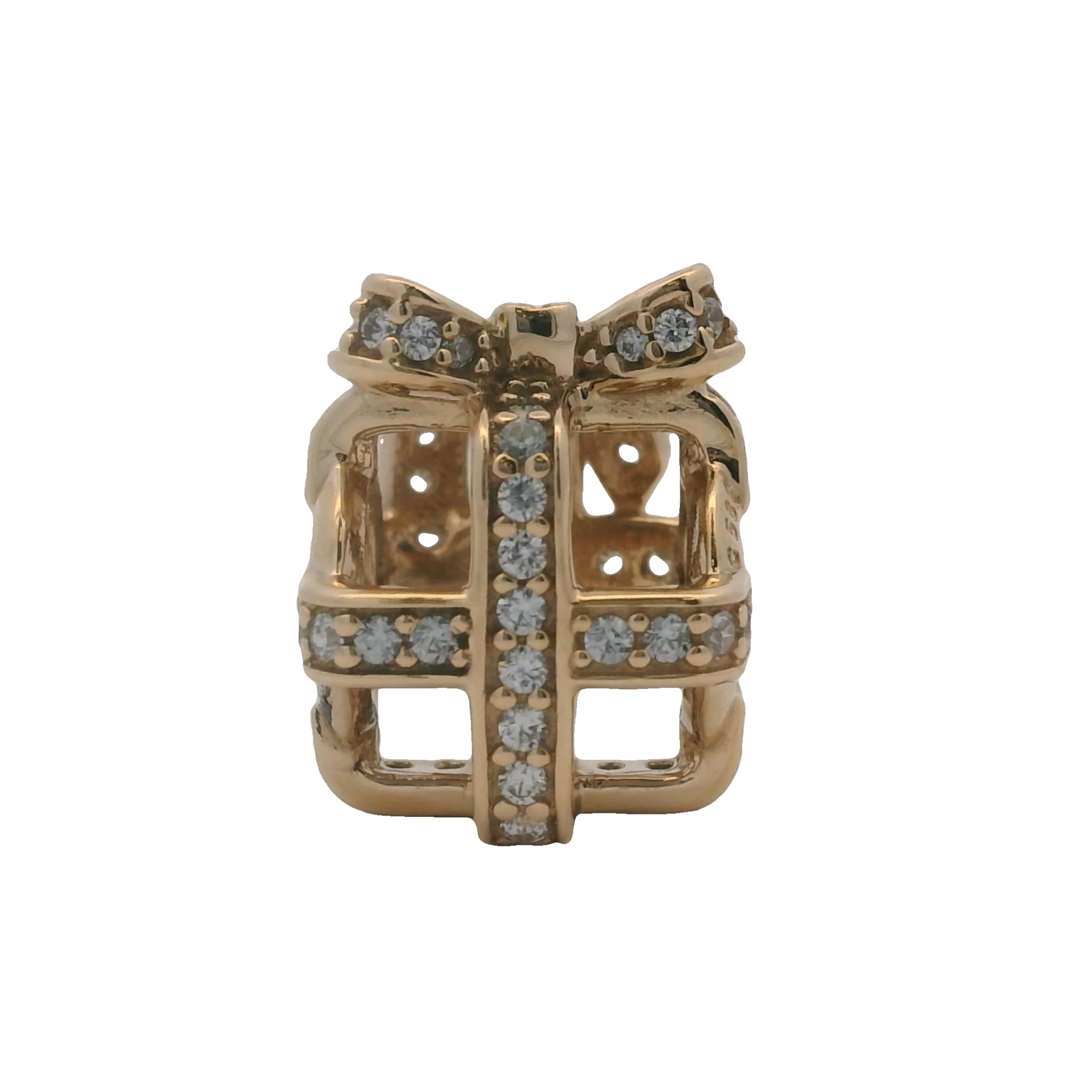 Pandora Solid 14kt Yellow Gold and CZ Cubic Zirconia All Wrapped Up Spacer Slider Charm - Image 3