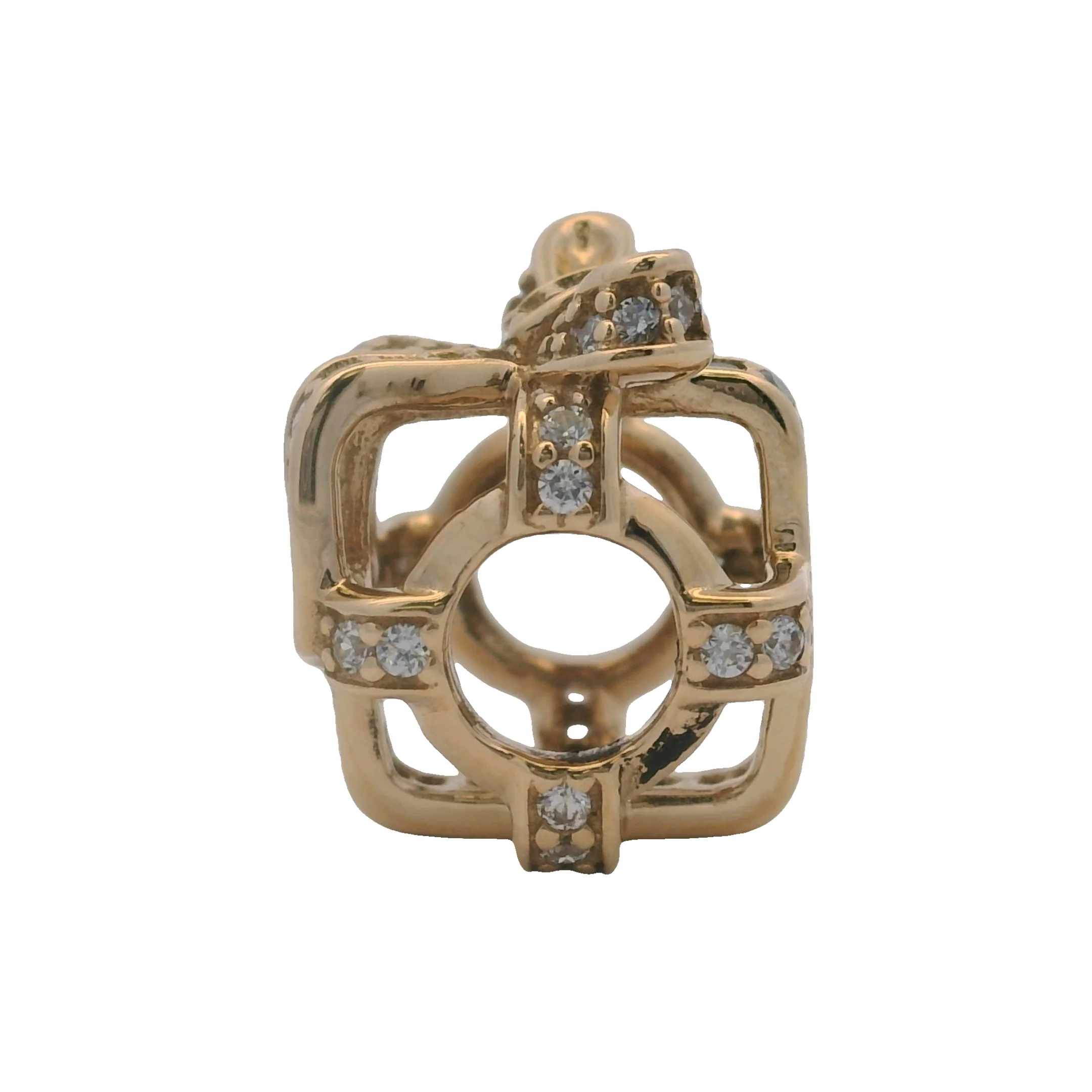 Pandora Solid 14kt Yellow Gold and CZ Cubic Zirconia All Wrapped Up Spacer Slider Charm - Image 4