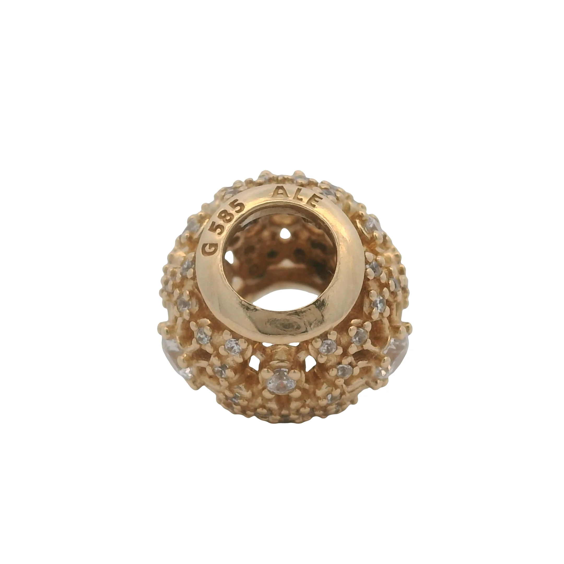 Pandora Solid 14kt Yellow Gold and CZ Inner Radiance Bead Slider Charm - Image 3