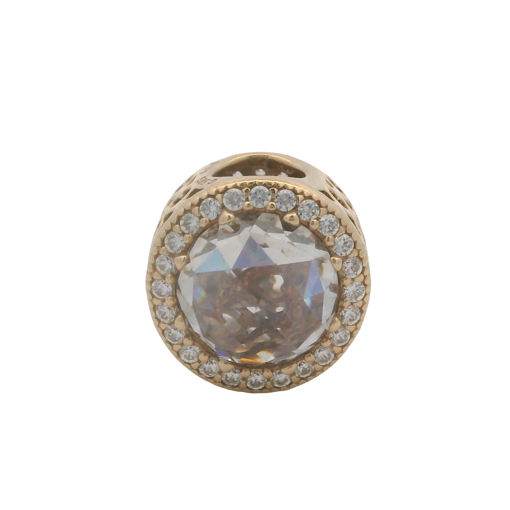 Pandora Solid 14kt Yellow Gold and CZ Radiant Hearts Bead Spacer Charm - Image 2