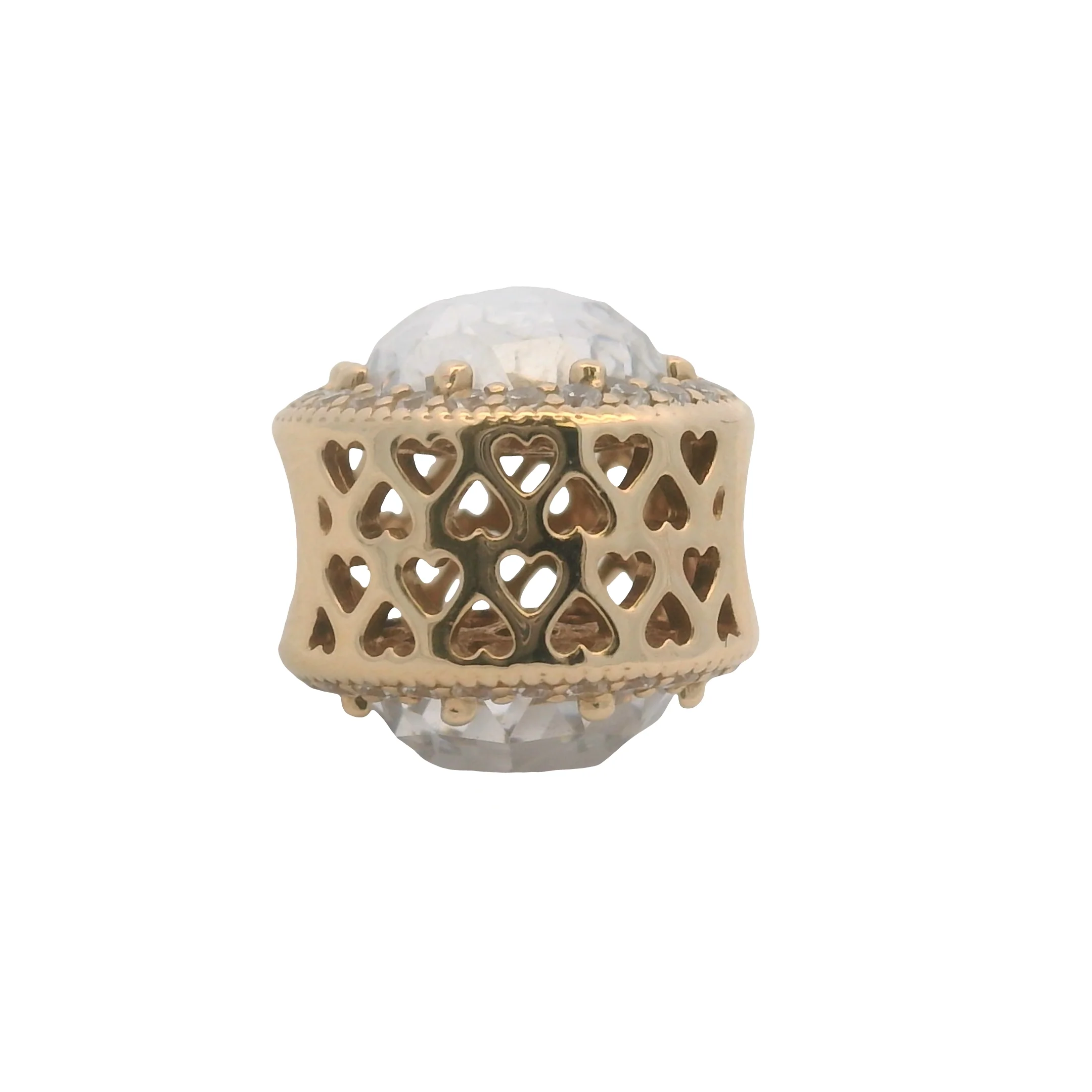 Pandora Solid 14kt Yellow Gold and CZ Radiant Hearts Bead Spacer Charm - Image 3